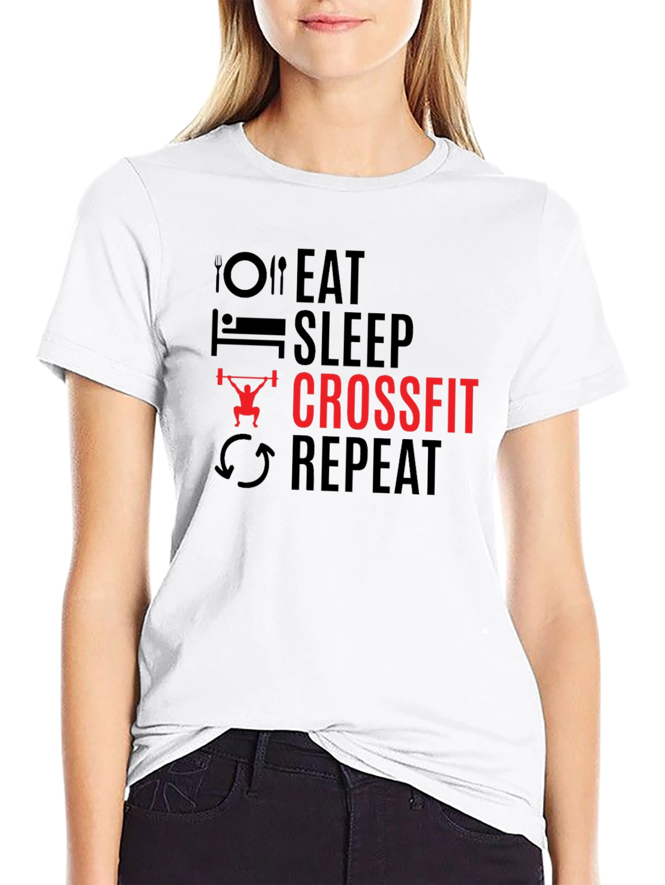 Eat Sleep Crossfit Repeat Black T-Shirt