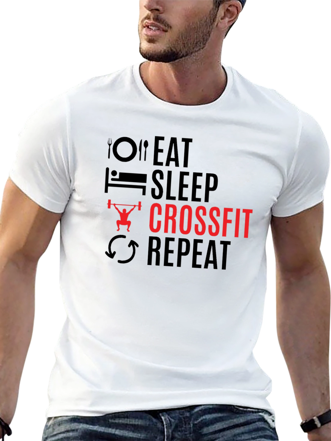 Eat Sleep Crossfit Repeat Black T-Shirt