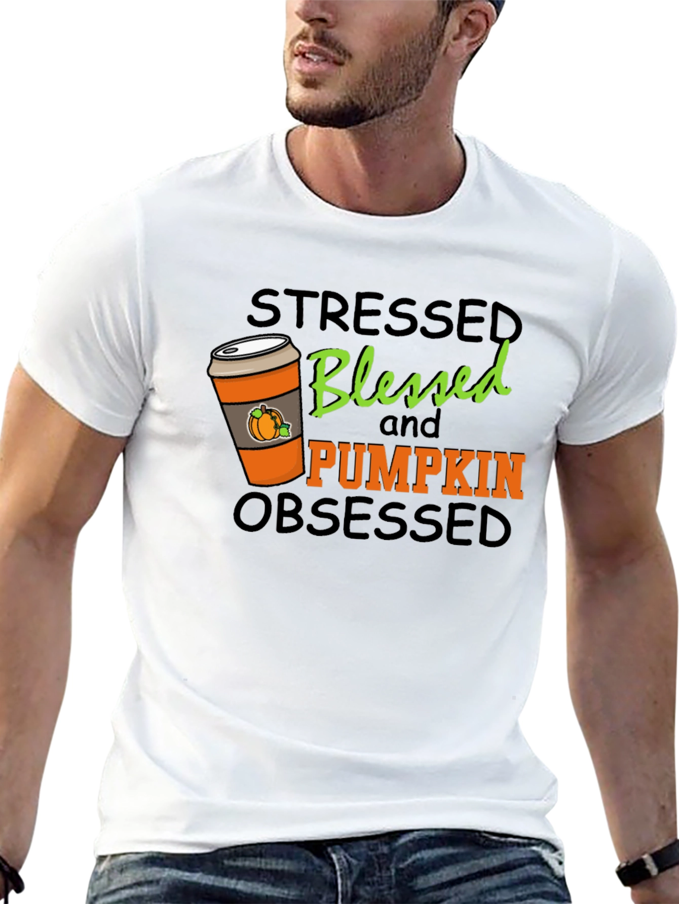 Stressed Blessed Pumpkin Obsessed Graphic Tee