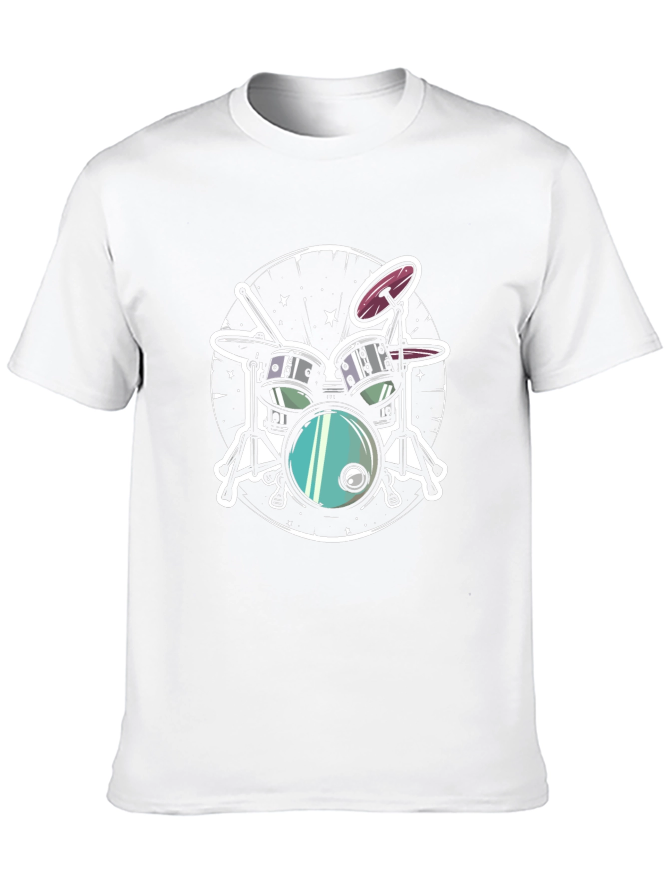 Cool Drum Set Graphic Tee - Black Cotton T-Shirt