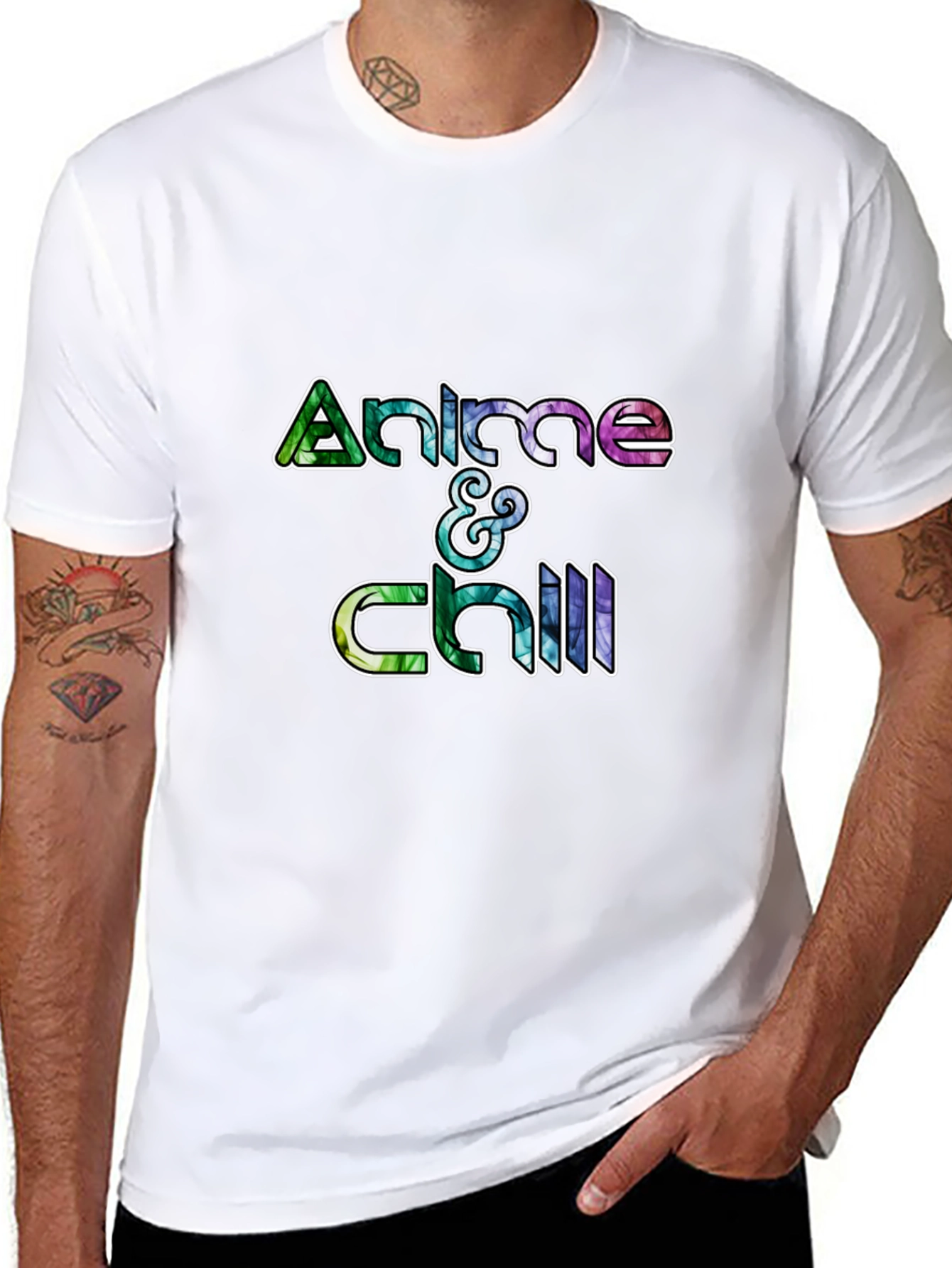 Anime & Chill Graphic Tee - Black Cotton T-Shirt
