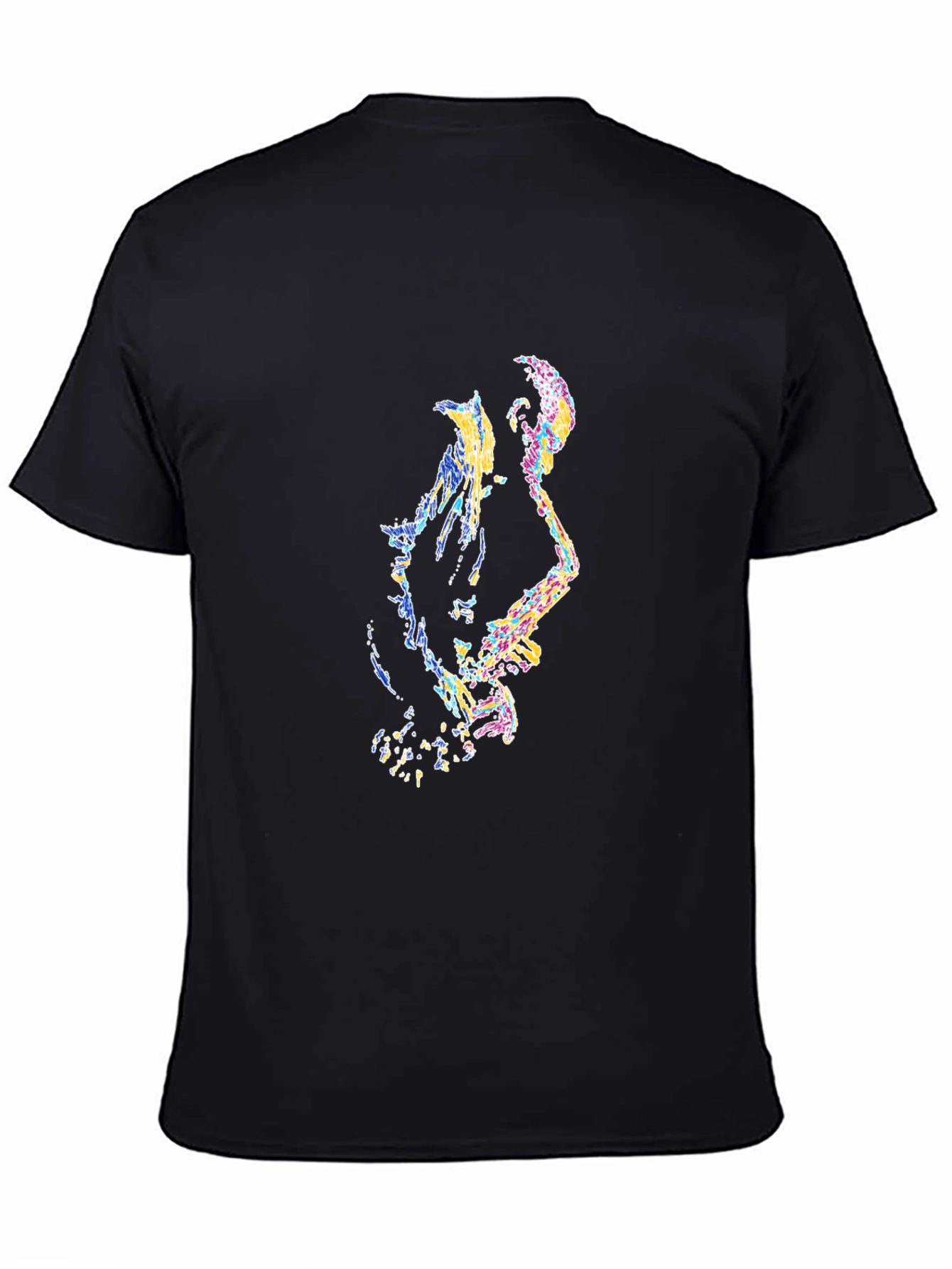 Abstract Musician Graphic Print Black T-Shirt