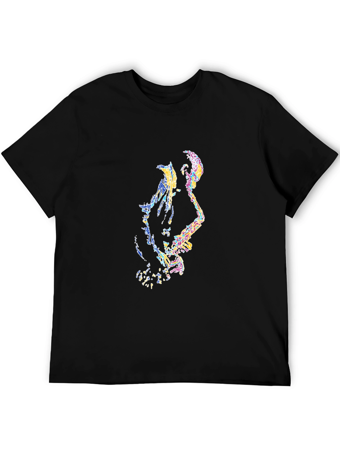 Abstract Musician Graphic Print Black T-Shirt