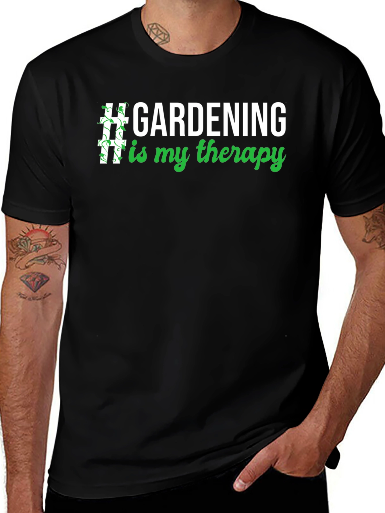 Gardening Therapy T-Shirt - Unisex Black Tee