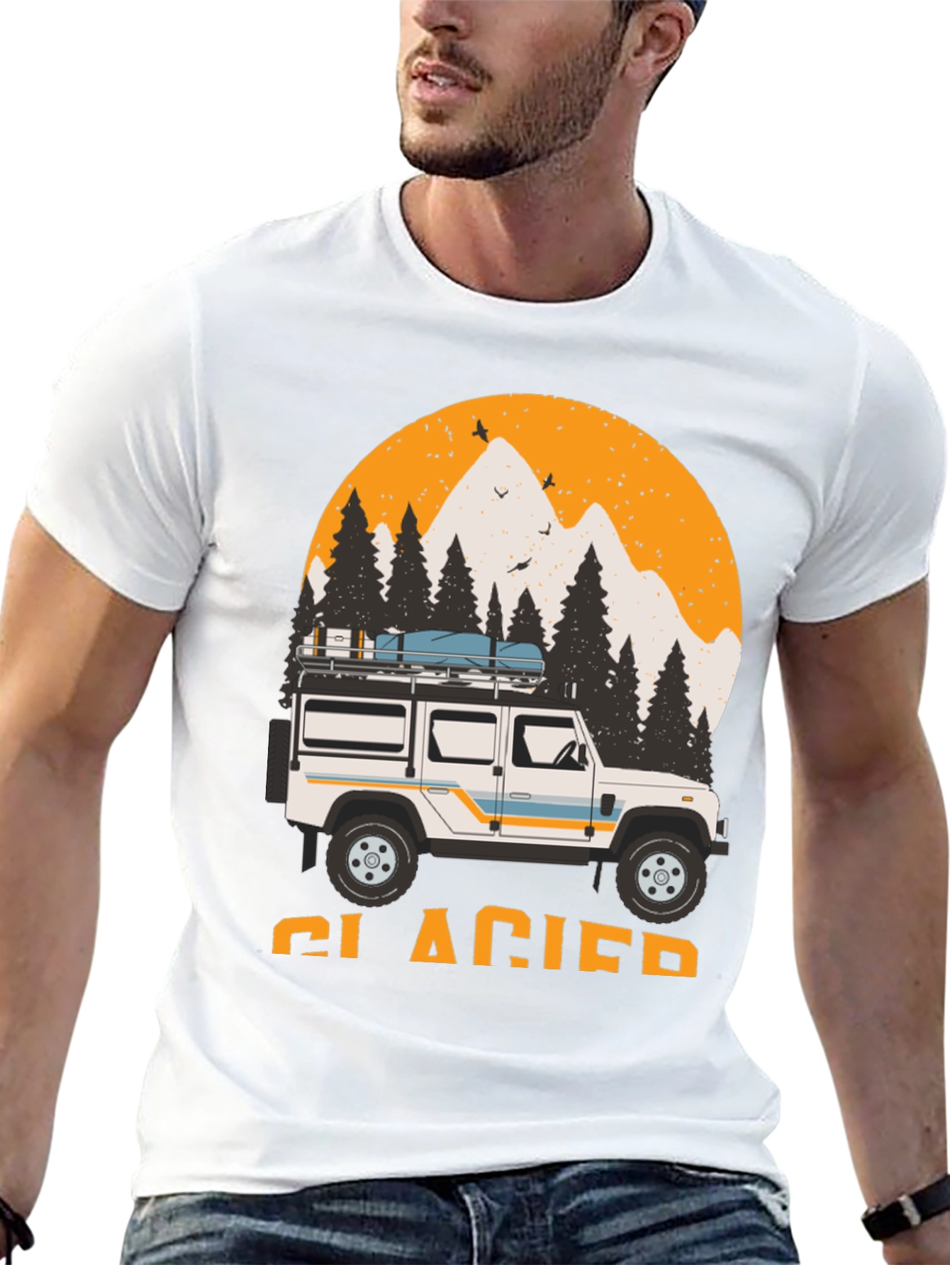 Glacier Adventure T-Shirt - Mountain SUV Design
