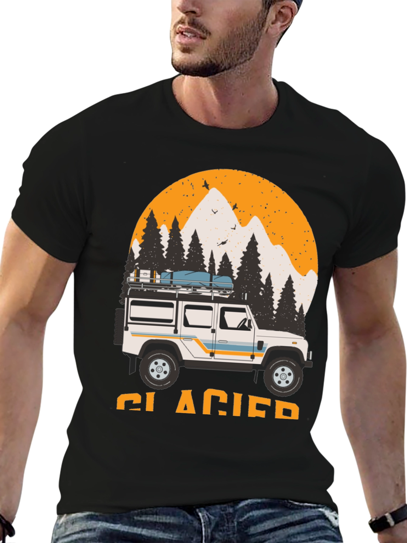 Glacier Adventure T-Shirt - Mountain SUV Design