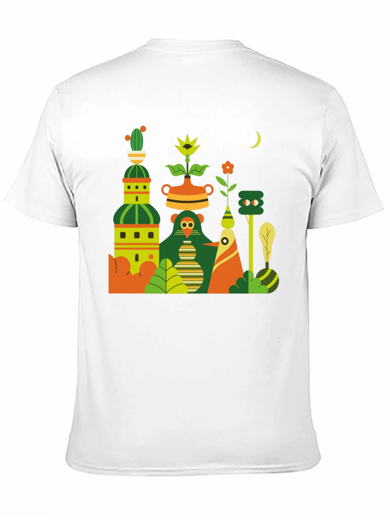 Black T-Shirt with Abstract Nature Graphic