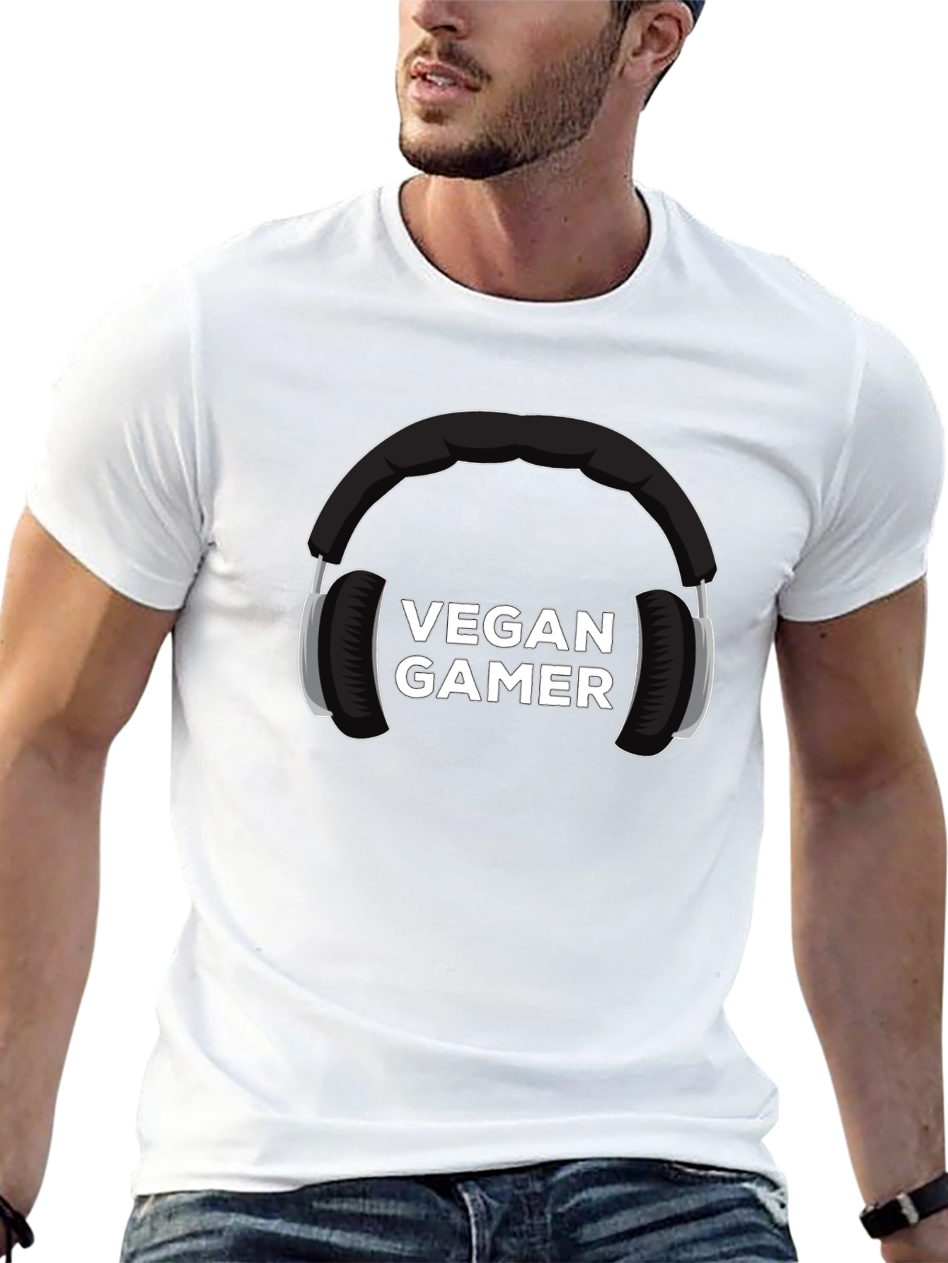 Vegan Gamer Graphic Tee - Black Cotton Blend