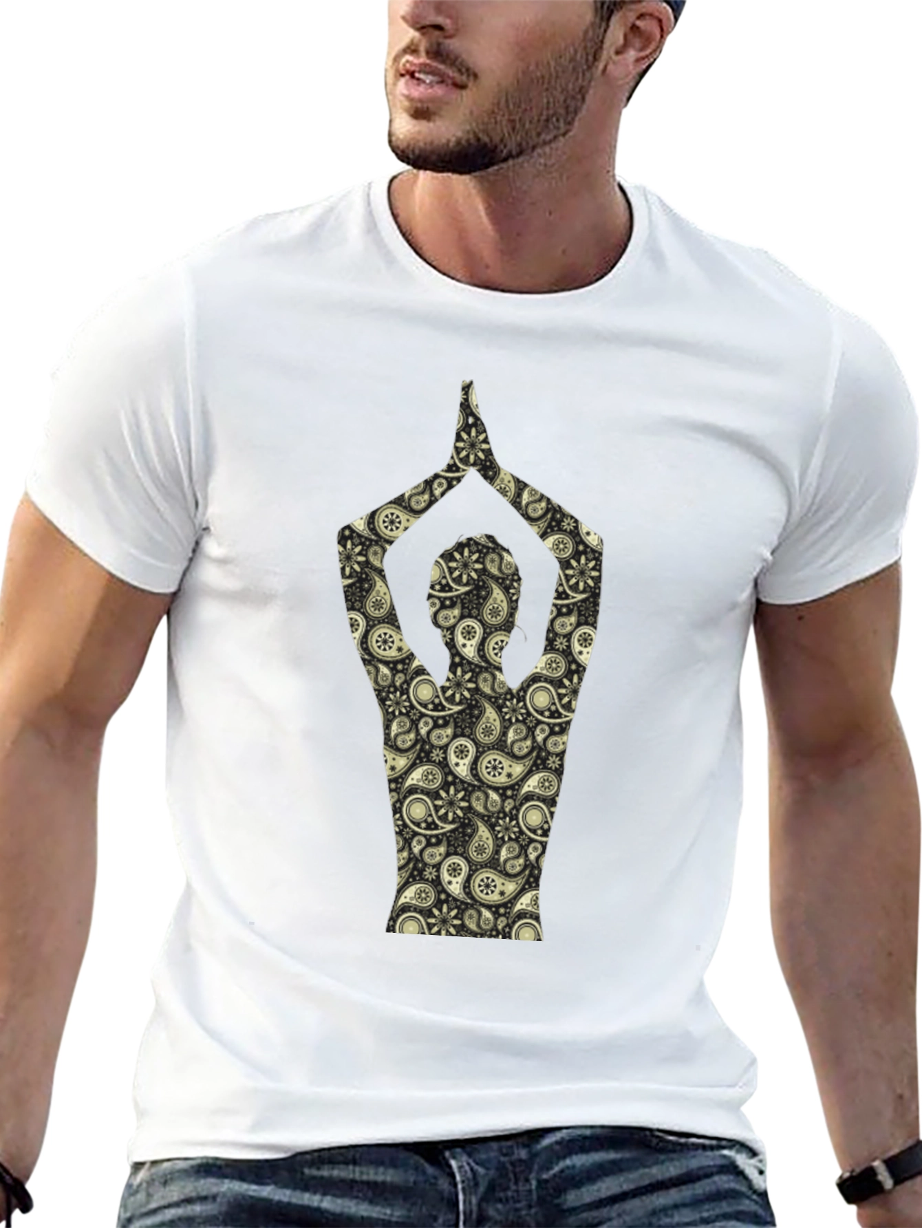 Paisley Yoga Pose T-Shirt - Black