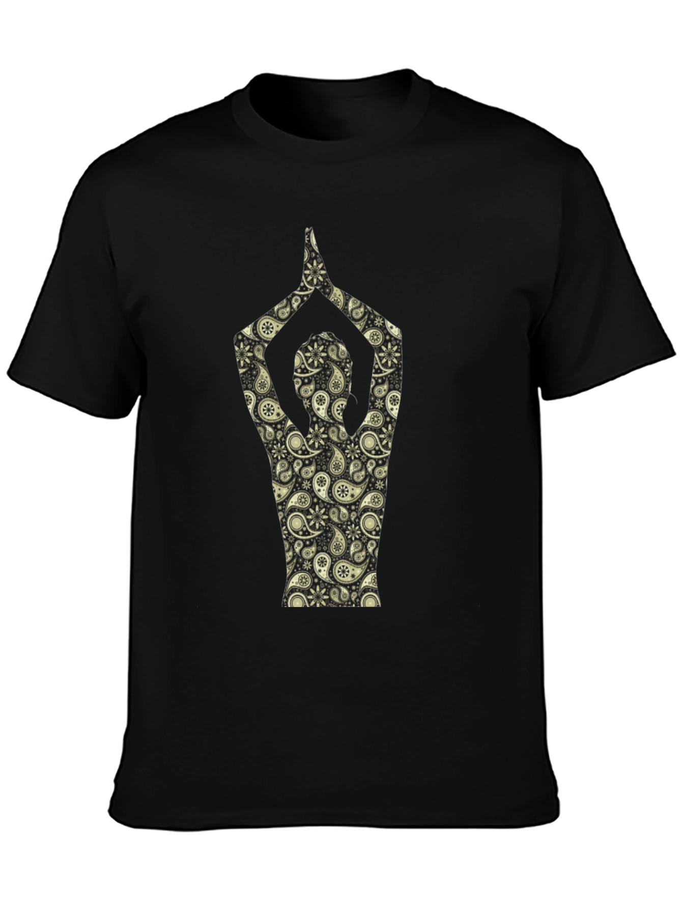 Paisley Yoga Pose T-Shirt - Black