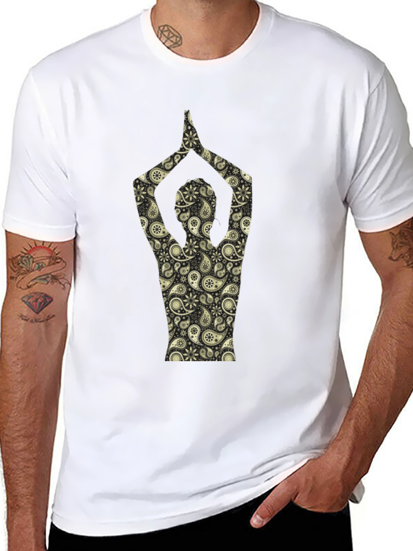 Paisley Yoga Pose T-Shirt - Black