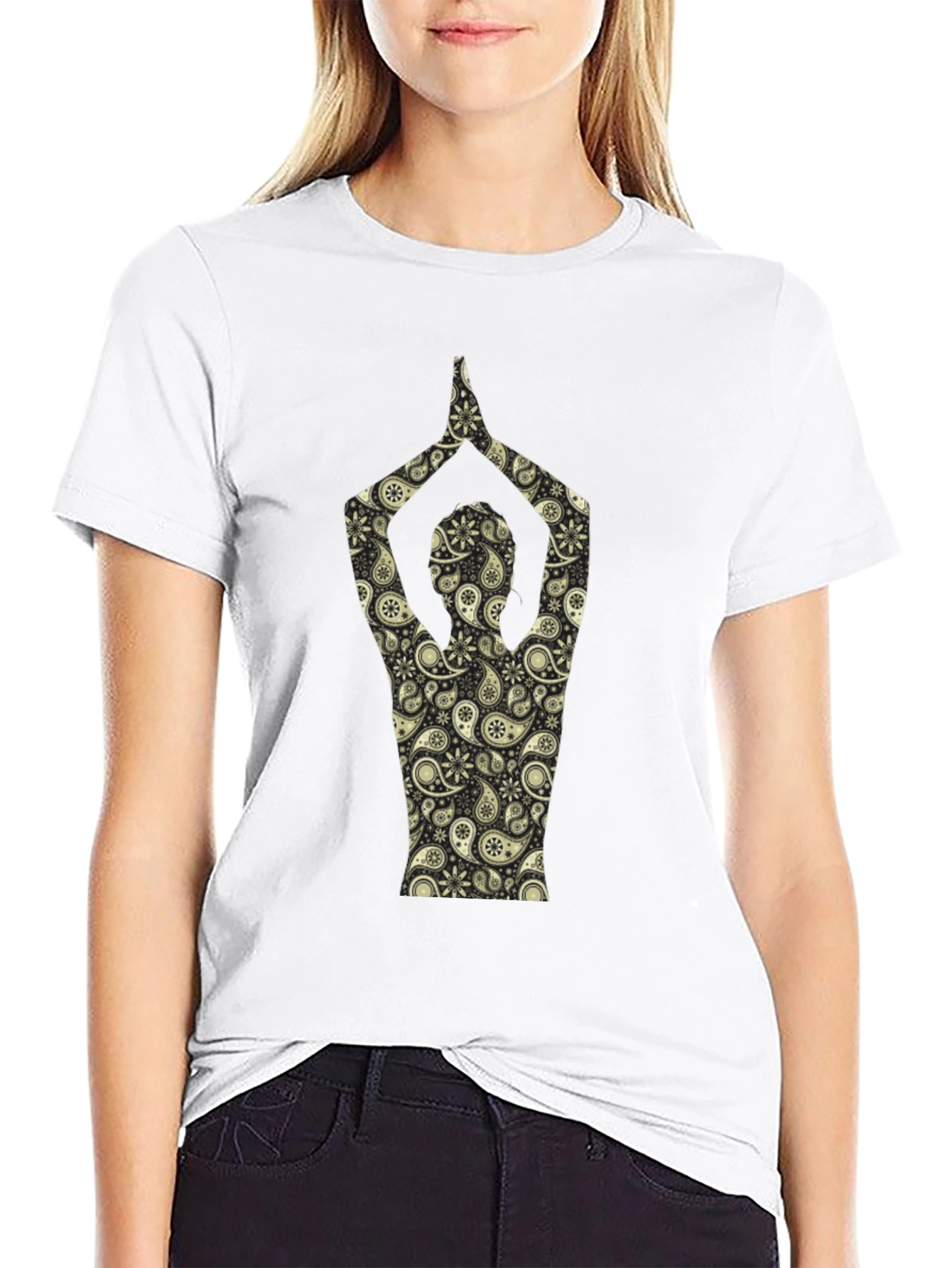 Paisley Yoga Pose T-Shirt - Black