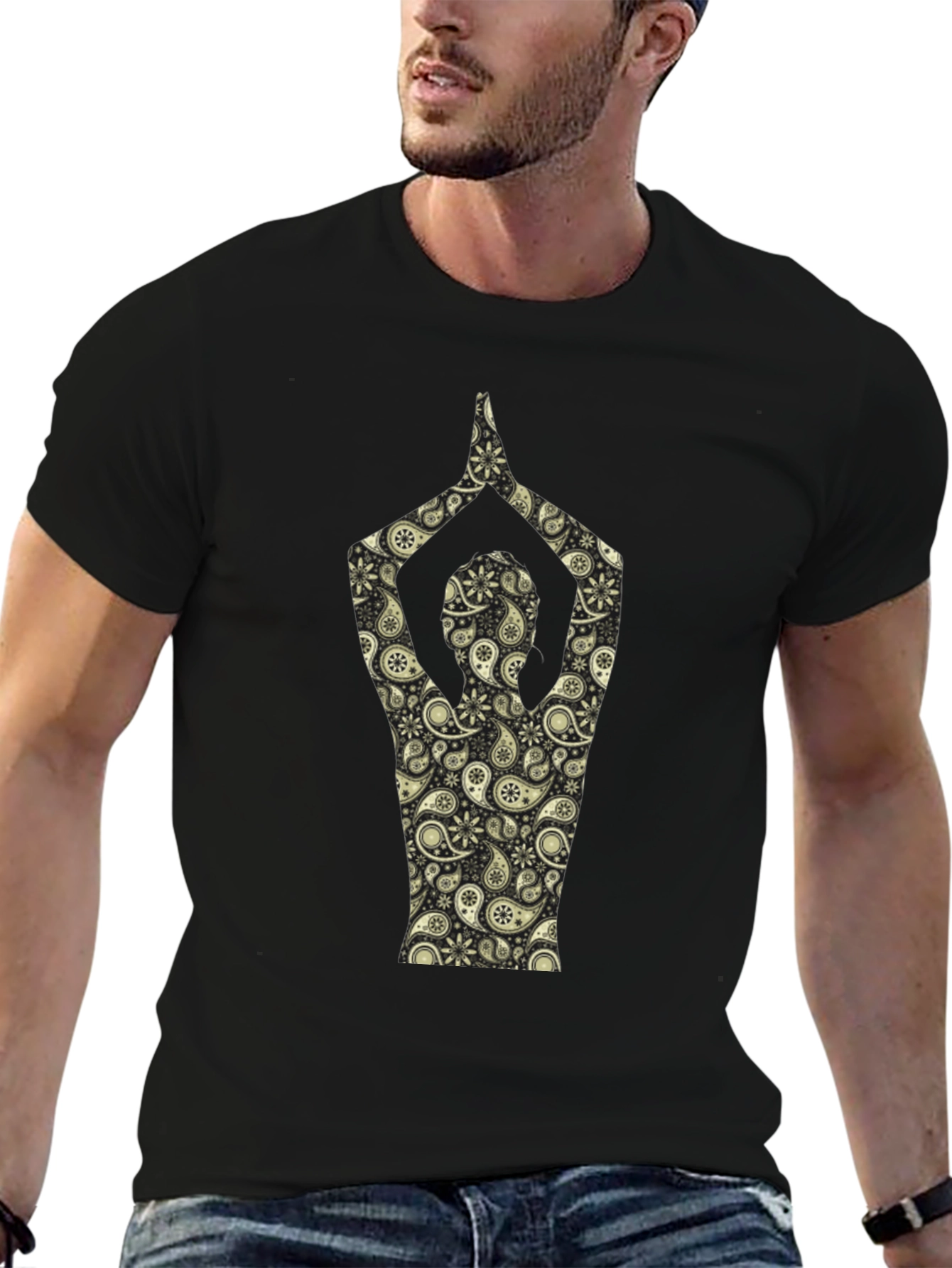 Paisley Yoga Pose T-Shirt - Black