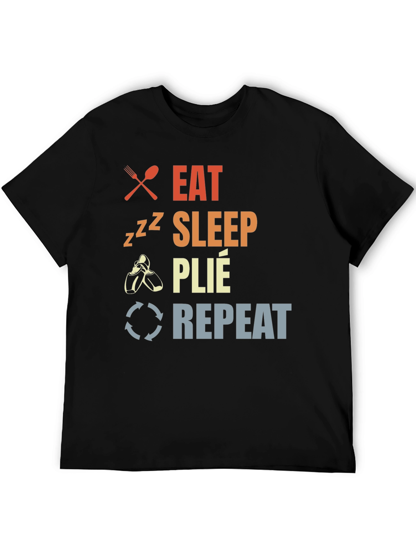 Eat Sleep Plie Repeat Black T-Shirt
