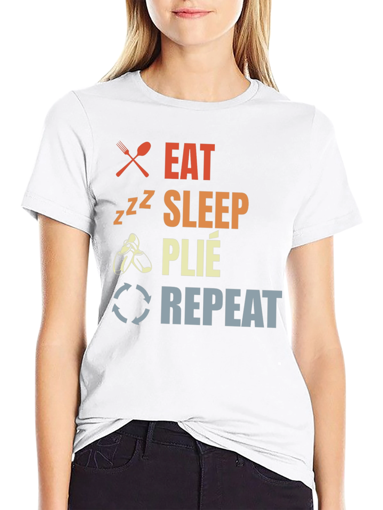 Eat Sleep Plie Repeat Black T-Shirt