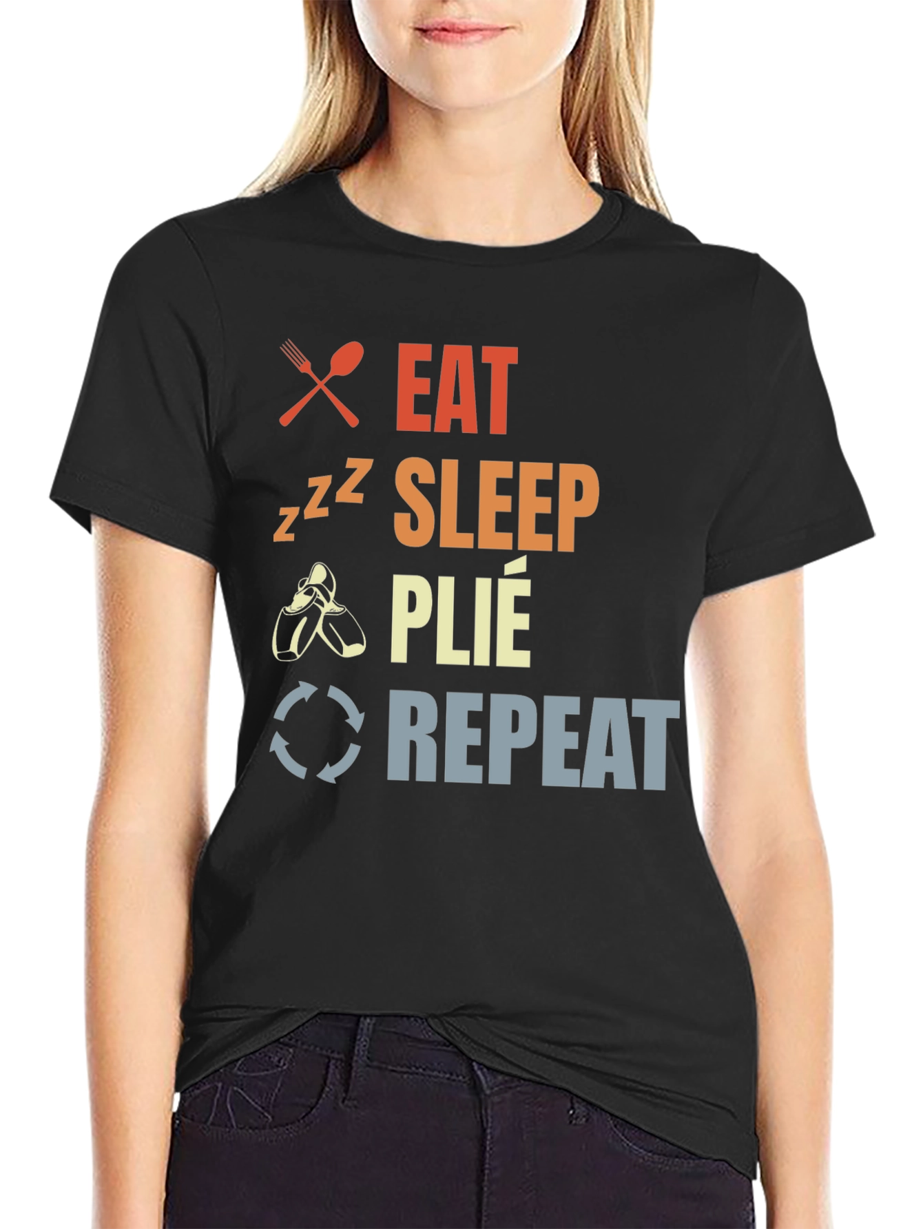 Eat Sleep Plie Repeat Black T-Shirt