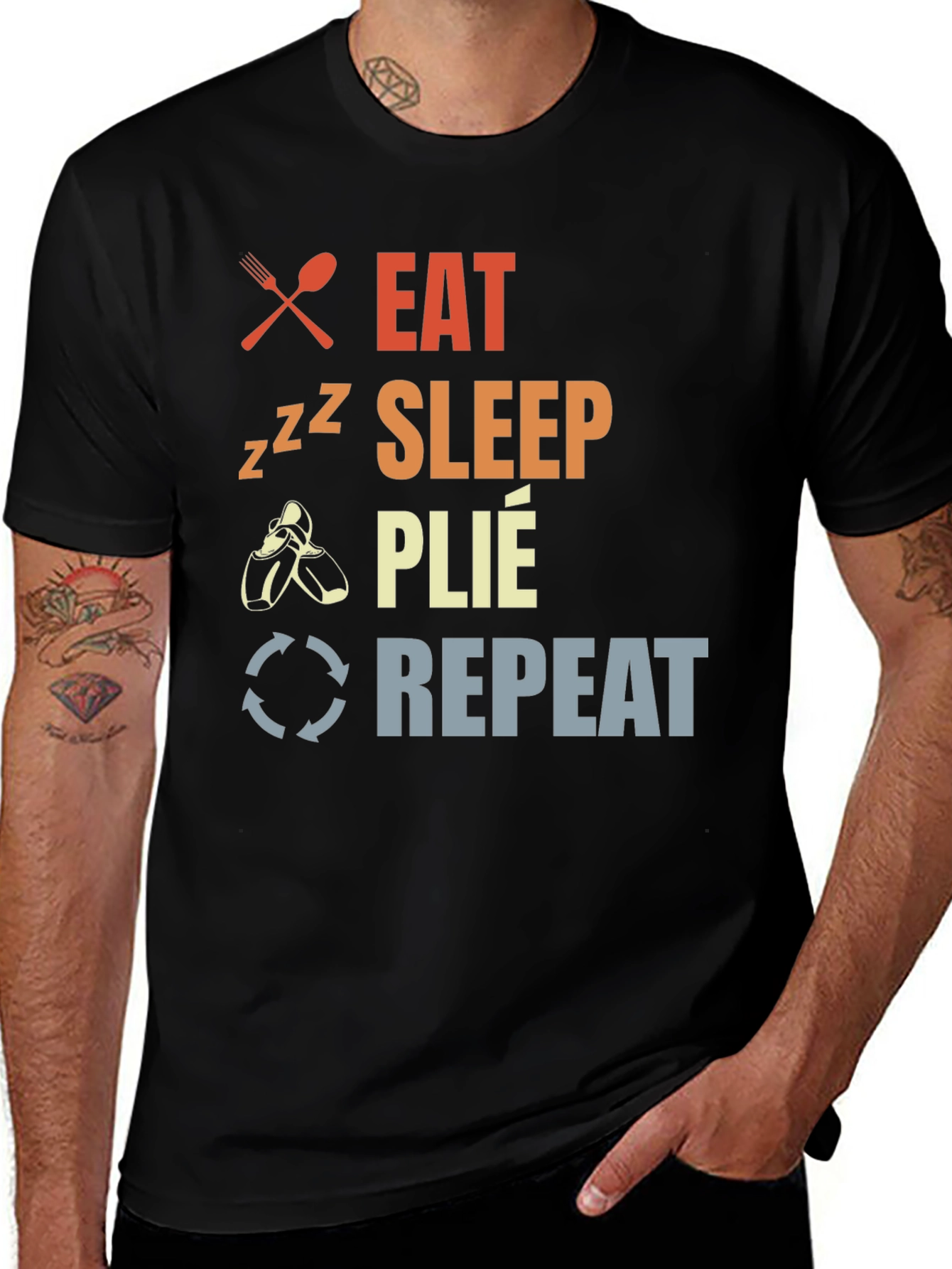 Eat Sleep Plie Repeat Black T-Shirt