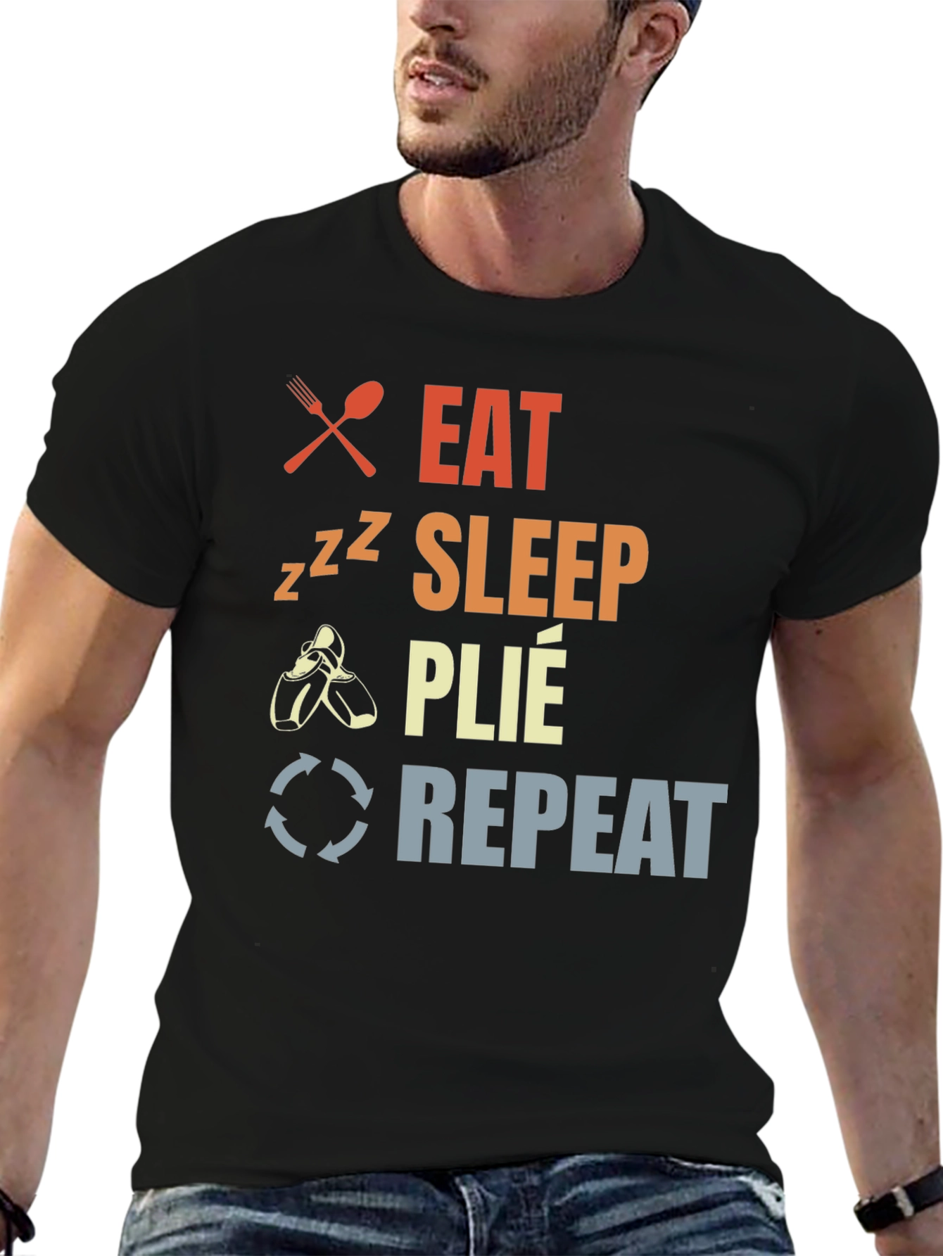 Eat Sleep Plie Repeat Black T-Shirt