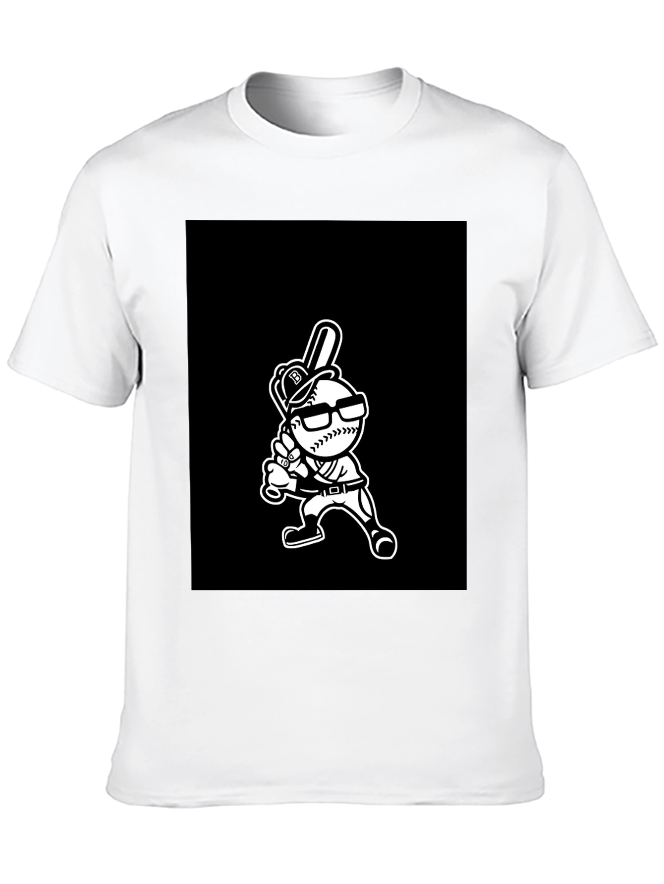 Baseball Player Cartoon Graphic T-Shirt