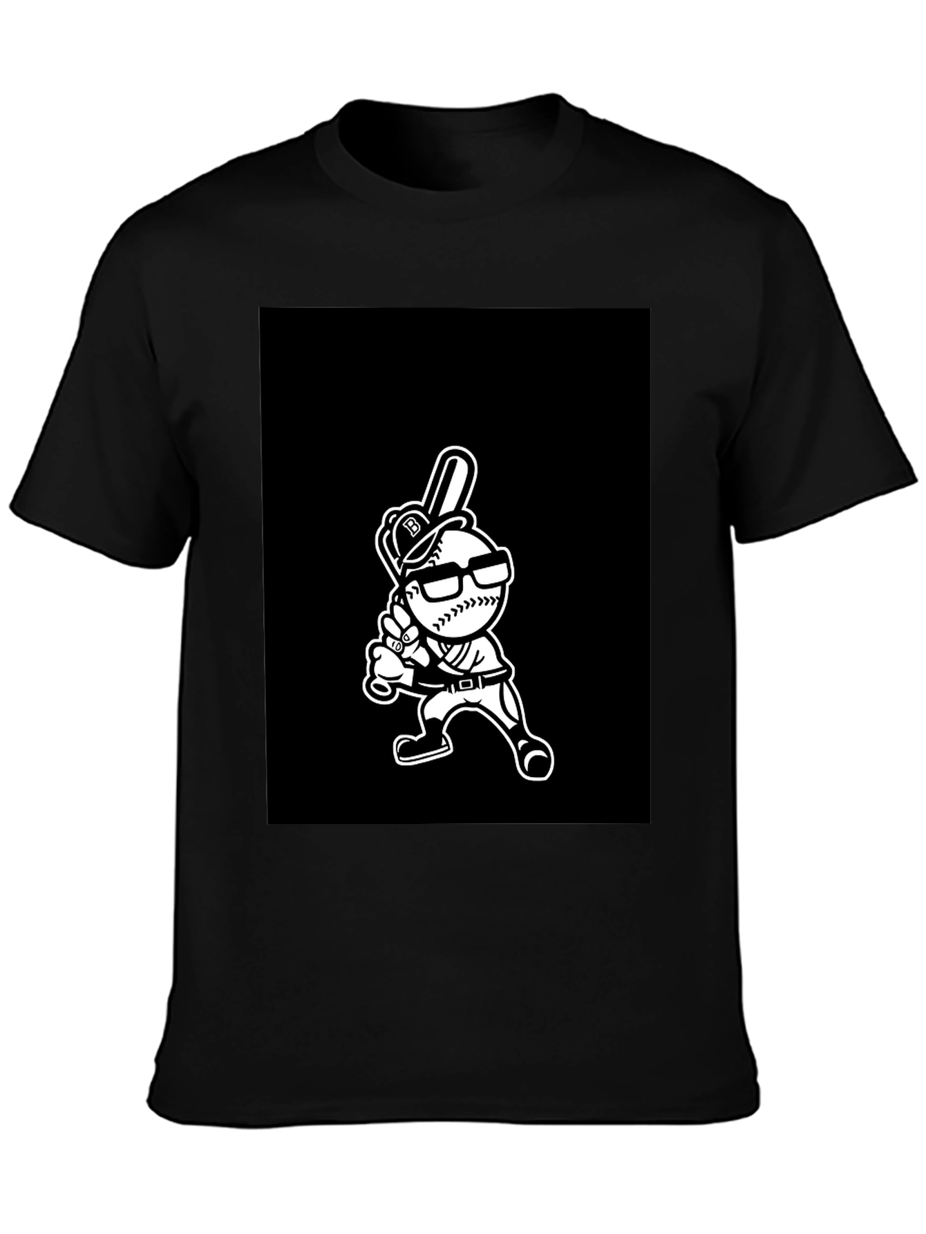 Baseball Player Cartoon Graphic T-Shirt