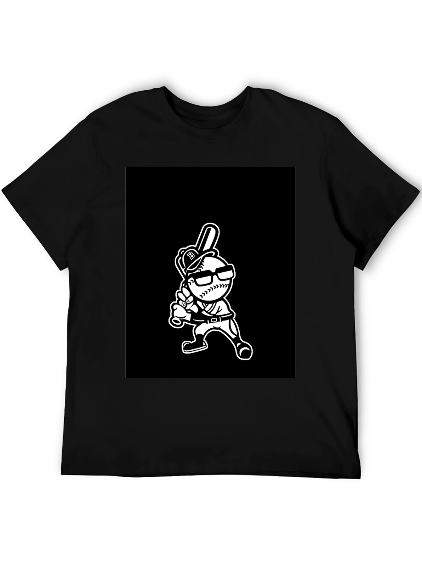 Baseball Player Cartoon Graphic T-Shirt