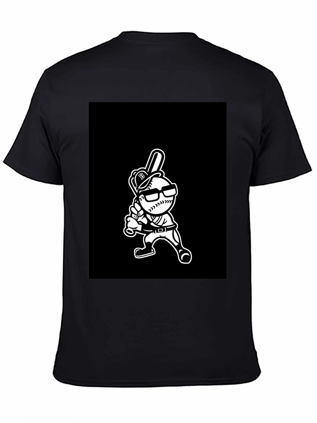 Baseball Player Cartoon Graphic T-Shirt