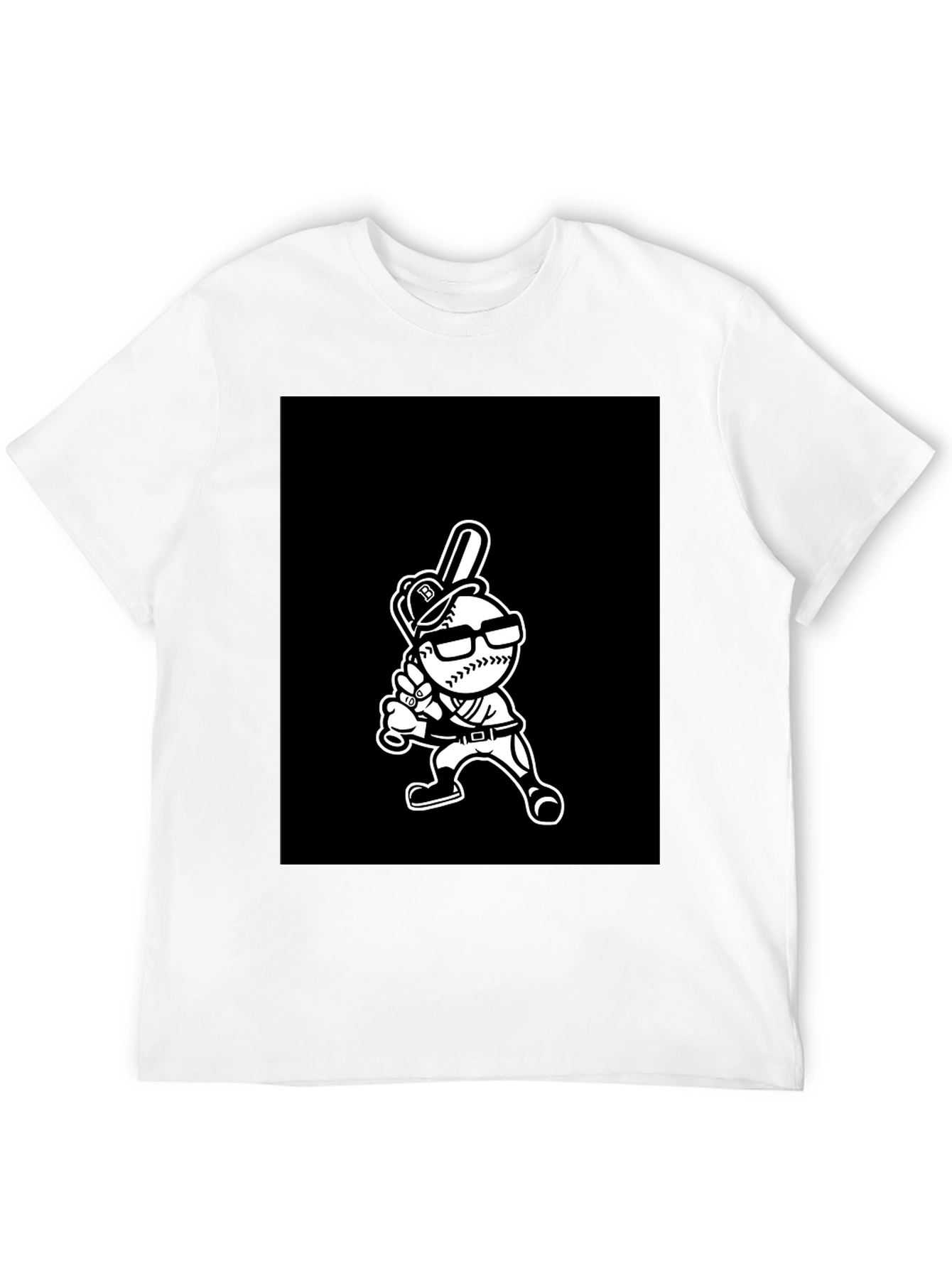 Baseball Player Cartoon Graphic T-Shirt
