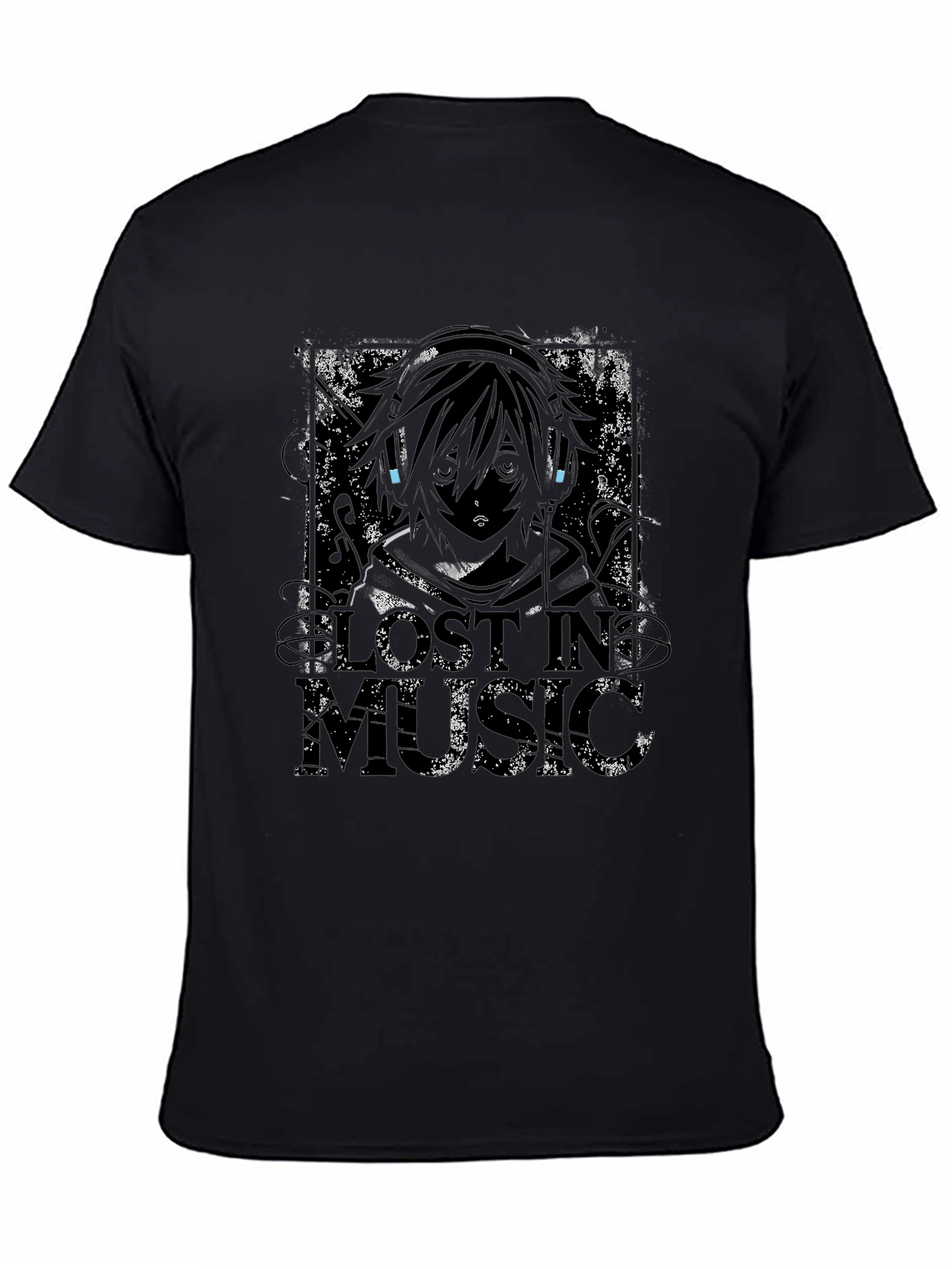 Lost in Music Graphic T-Shirt - Black