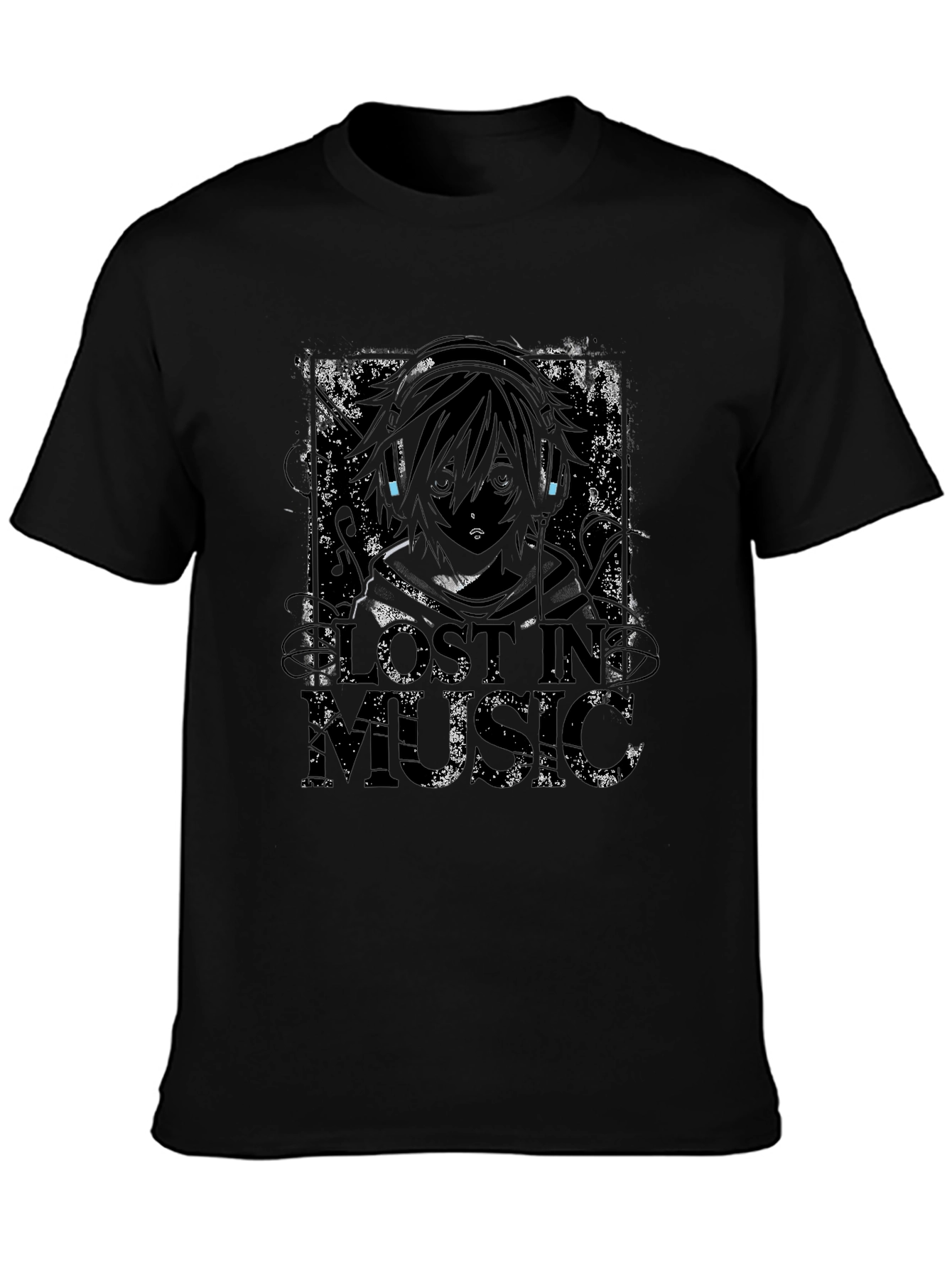 Lost in Music Graphic T-Shirt - Black
