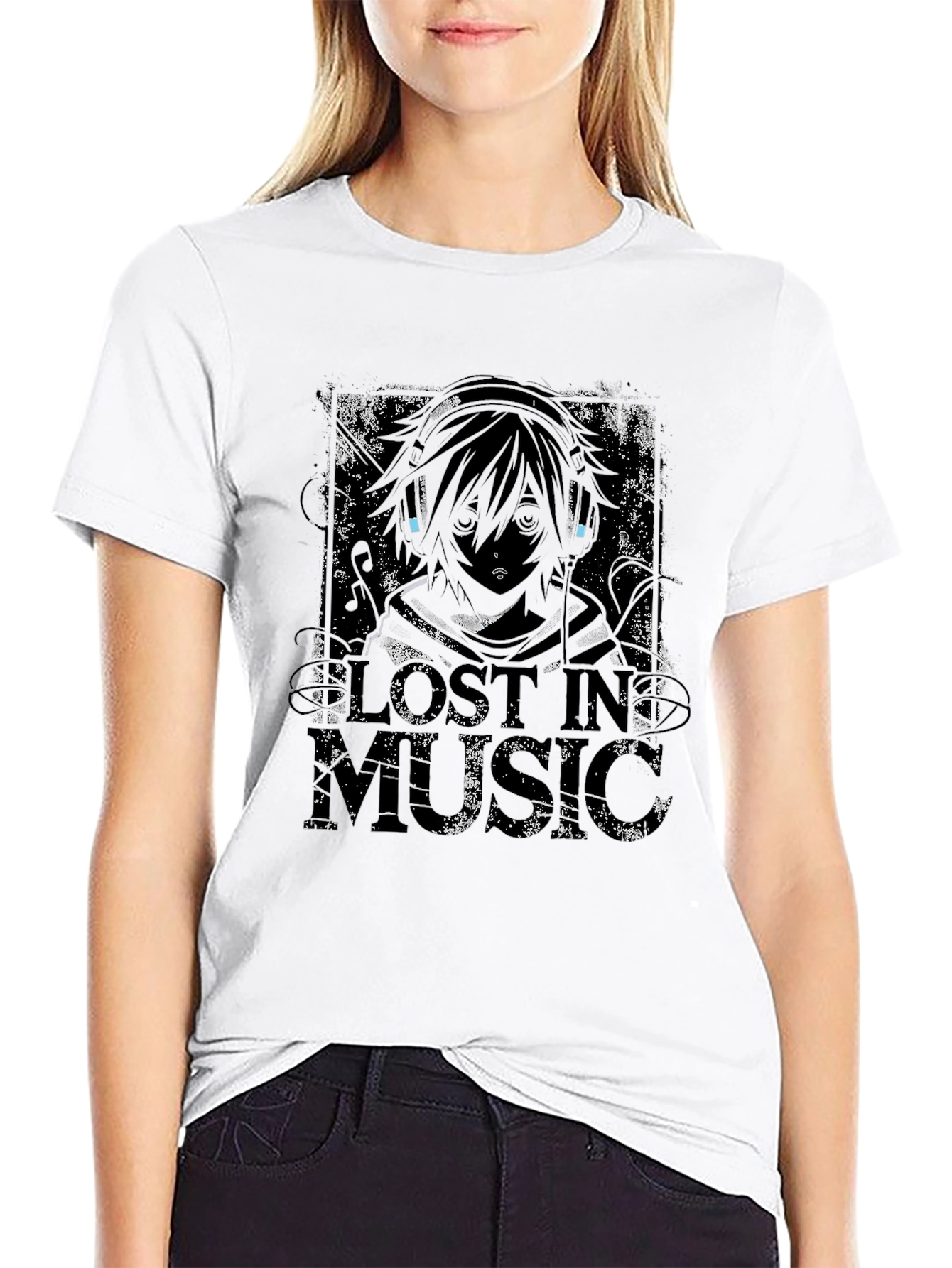 Lost in Music Graphic T-Shirt - Black