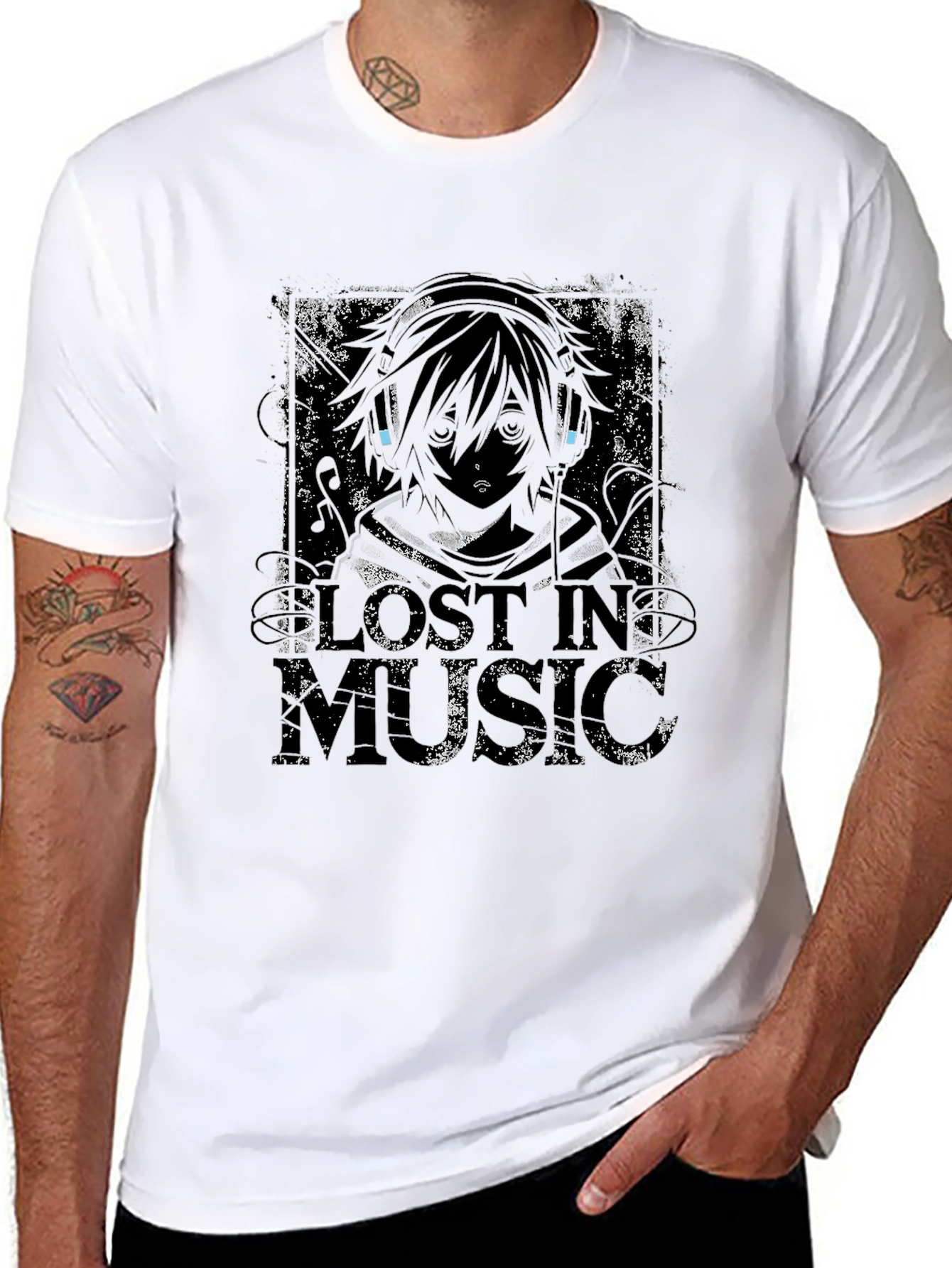 Lost in Music Graphic T-Shirt - Black