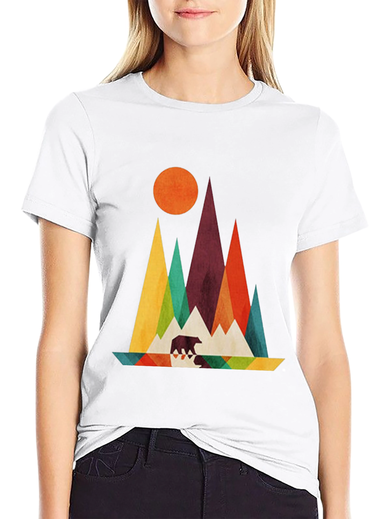 Geometric Mountain & Bear Graphic Tee