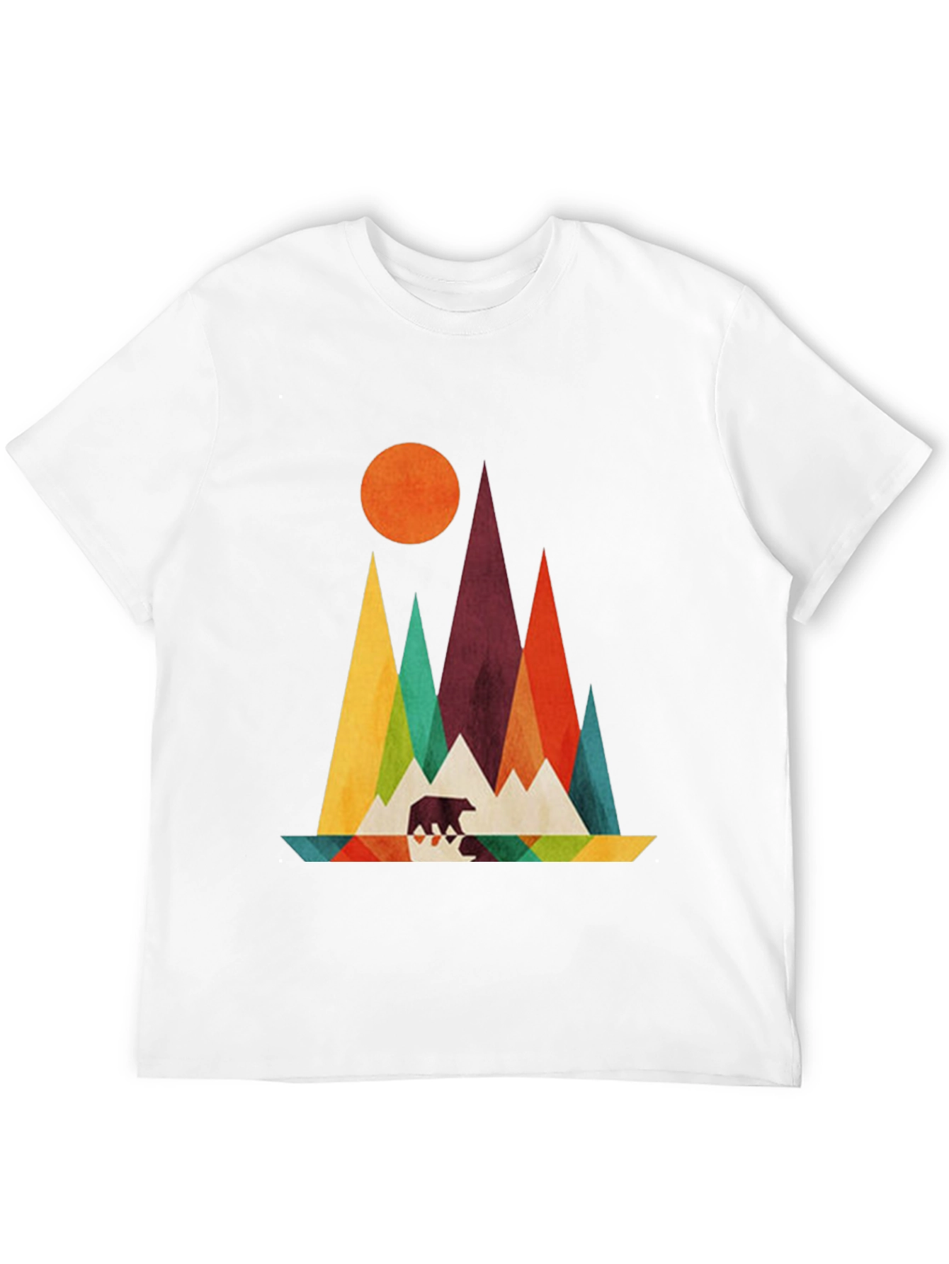 Geometric Mountain & Bear Graphic Tee