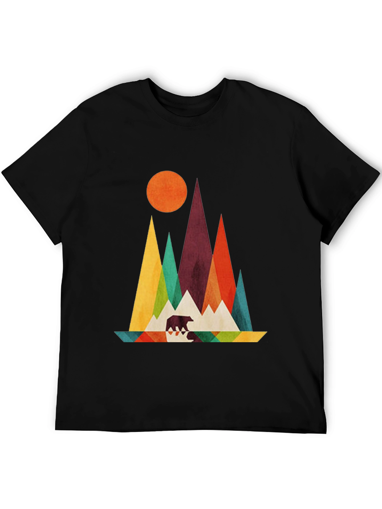Geometric Mountain & Bear Graphic Tee