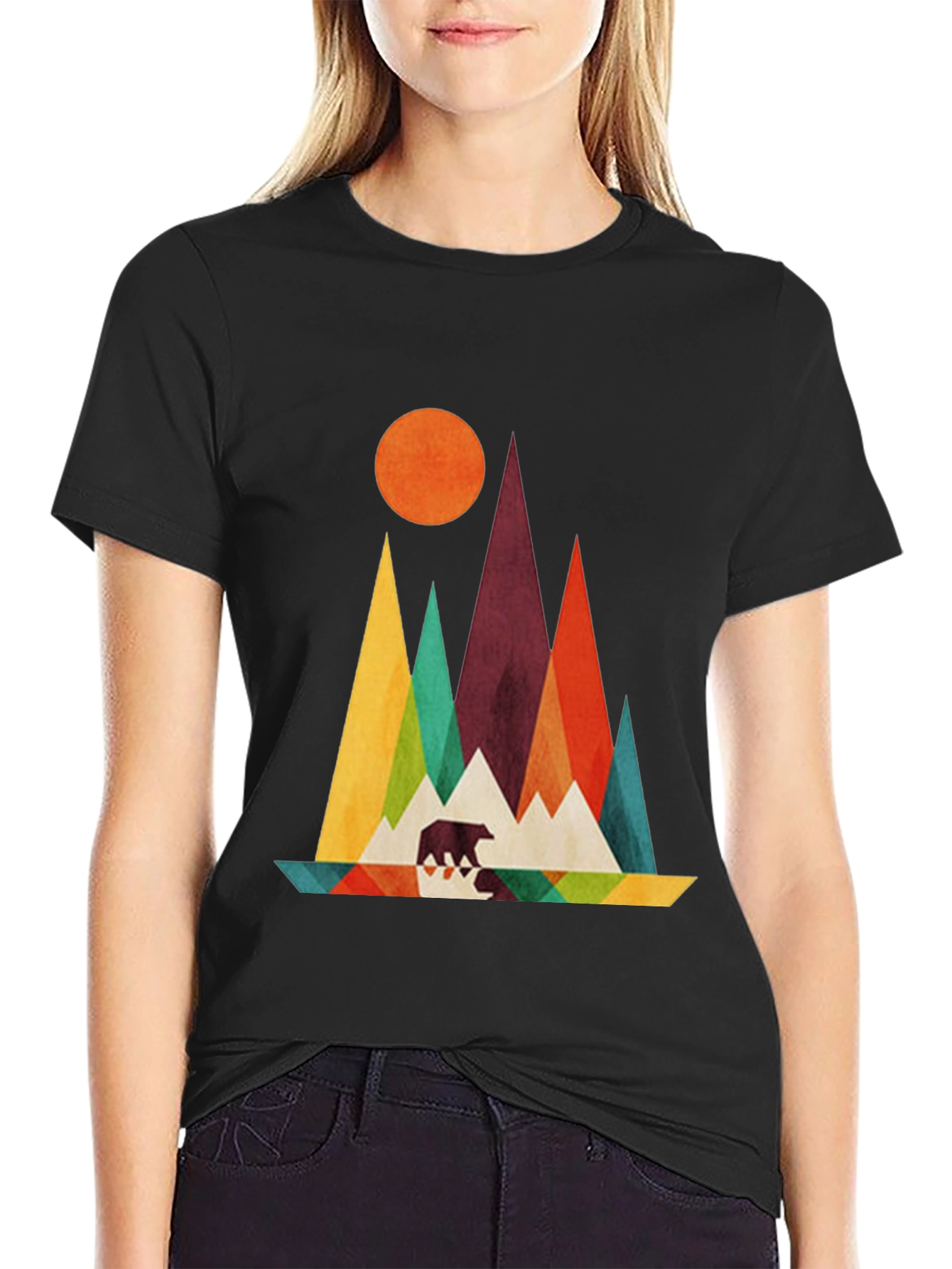 Geometric Mountain & Bear Graphic Tee