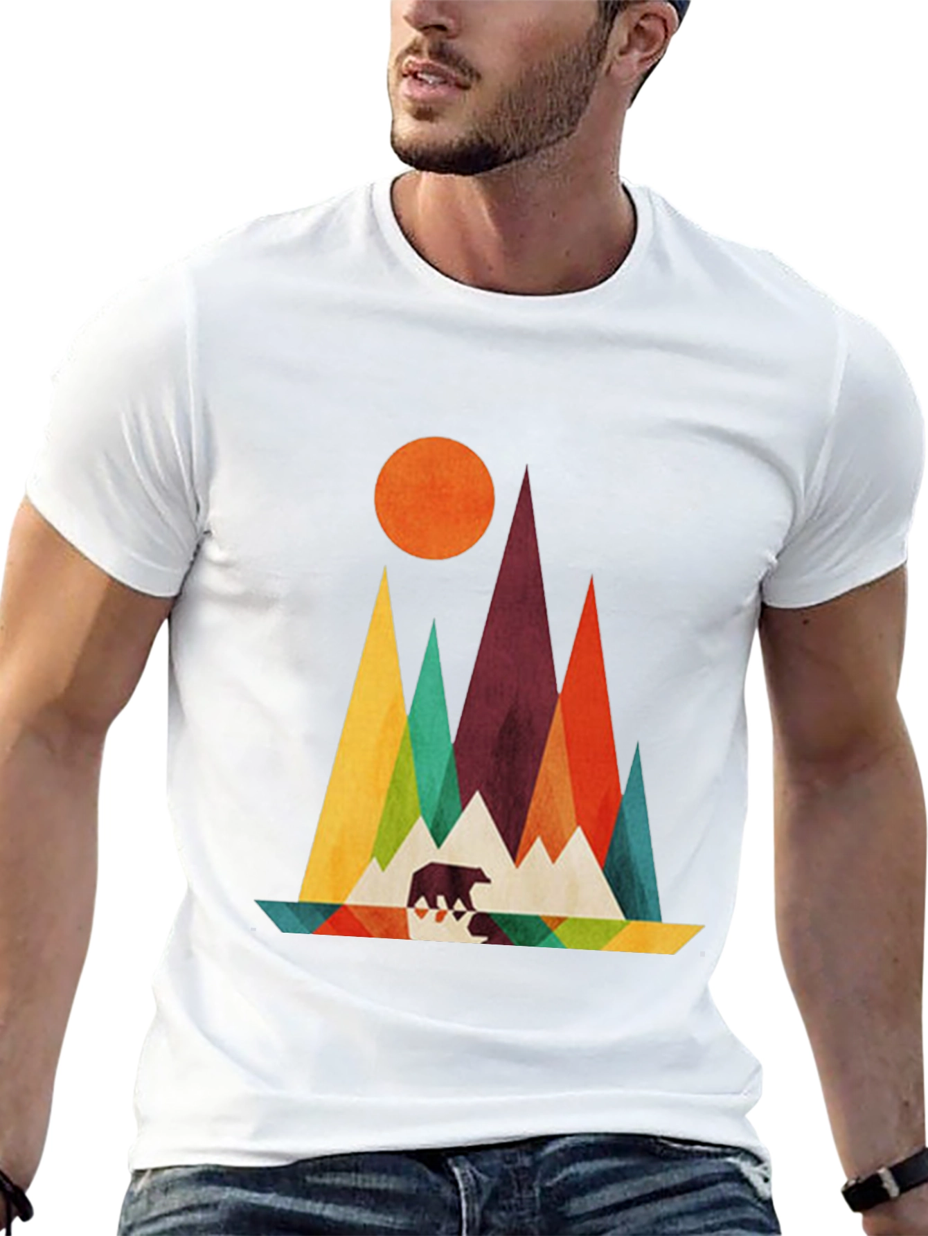 Geometric Mountain & Bear Graphic Tee