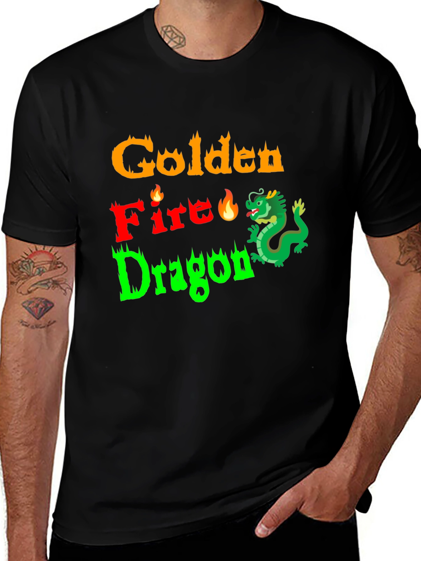 Golden Fire Dragon Graphic Tee