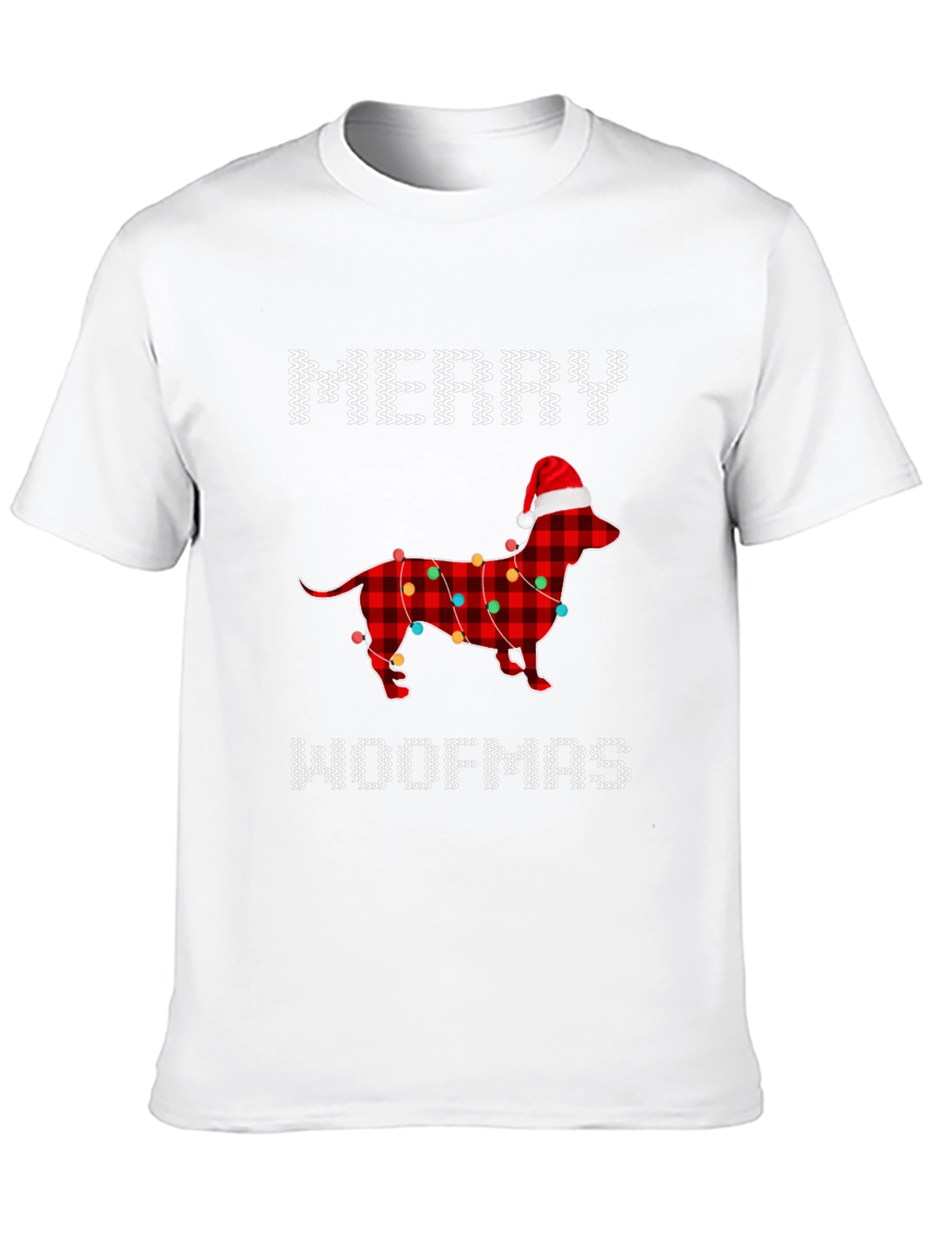 Merry Woofmas Dachshund Christmas Lights T-Shirt