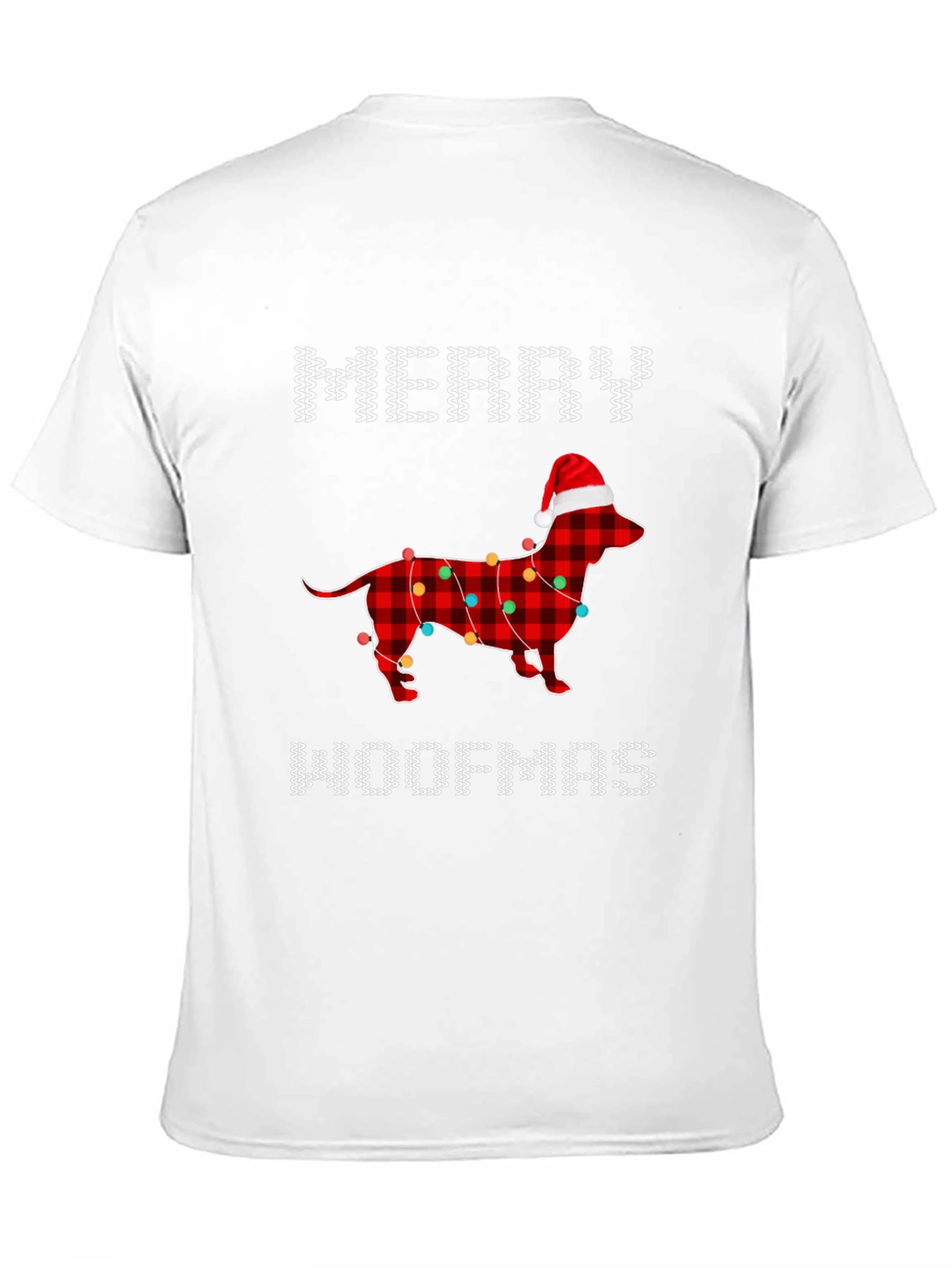 Merry Woofmas Dachshund Christmas Lights T-Shirt