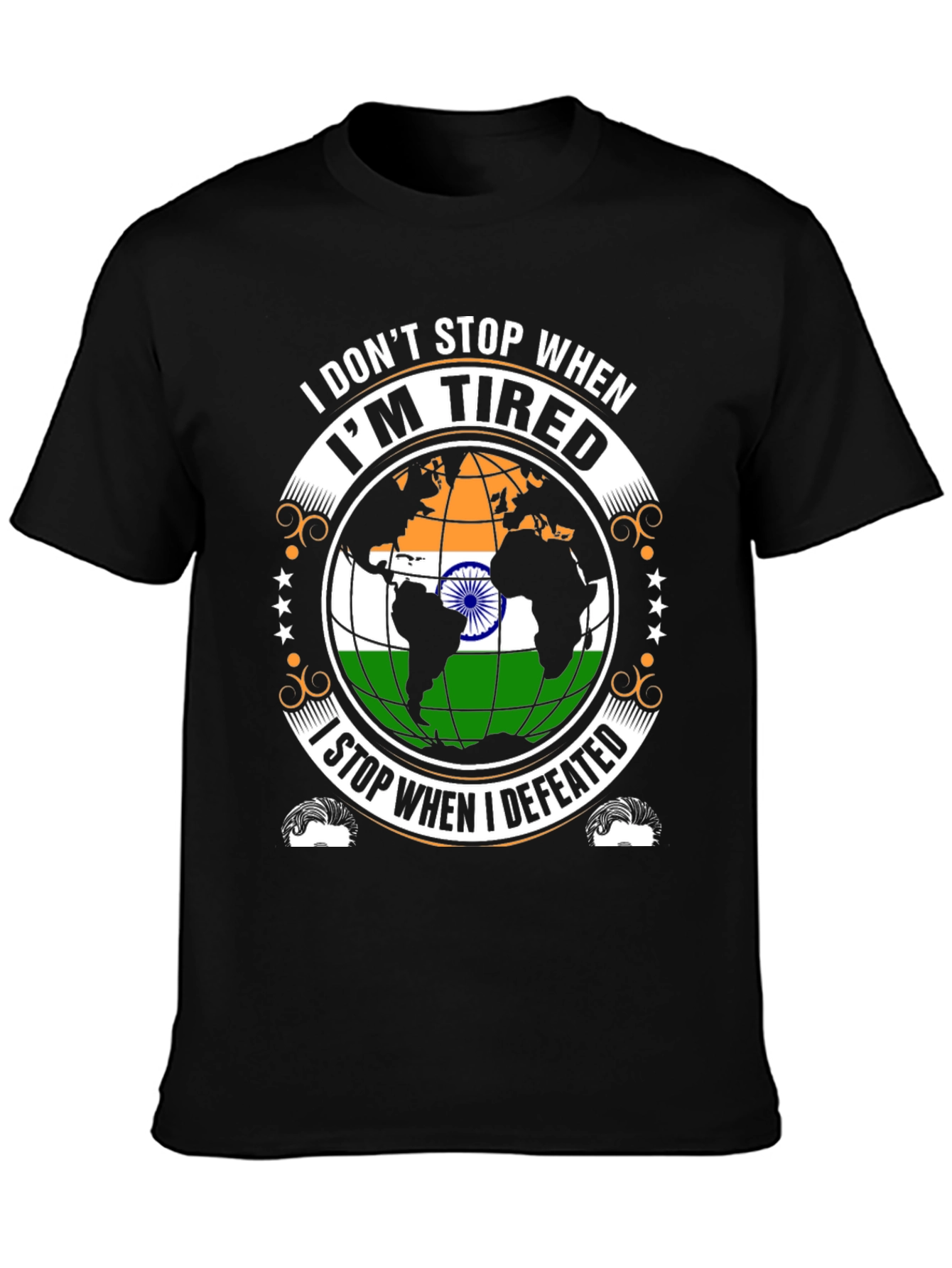 Motivational India Flag T-Shirt - Never Give Up