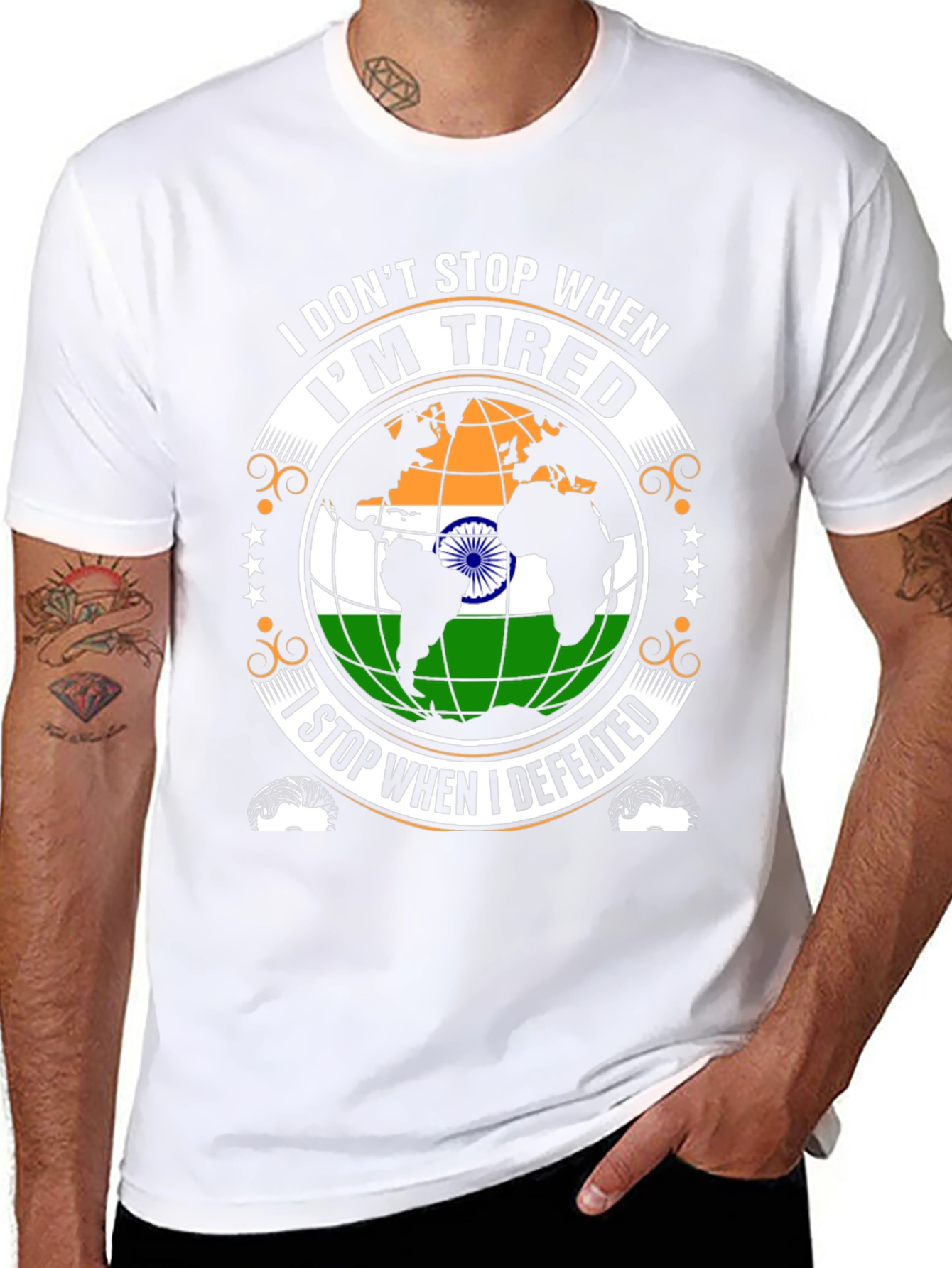 Motivational India Flag T-Shirt - Never Give Up