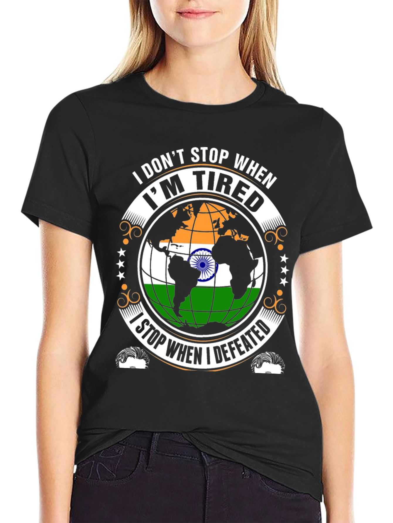 Motivational India Flag T-Shirt - Never Give Up