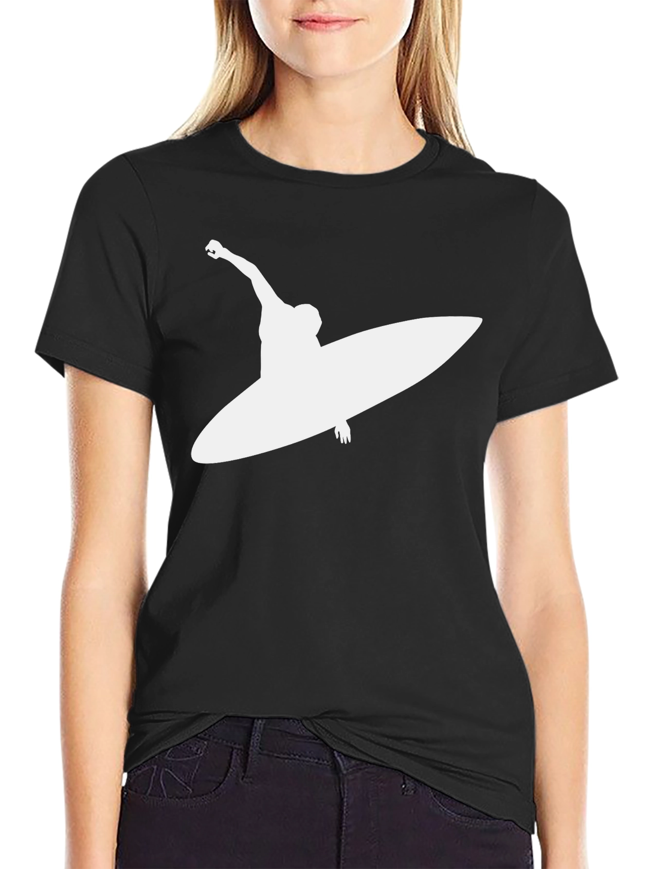 Surfer Silhouette Black T-Shirt