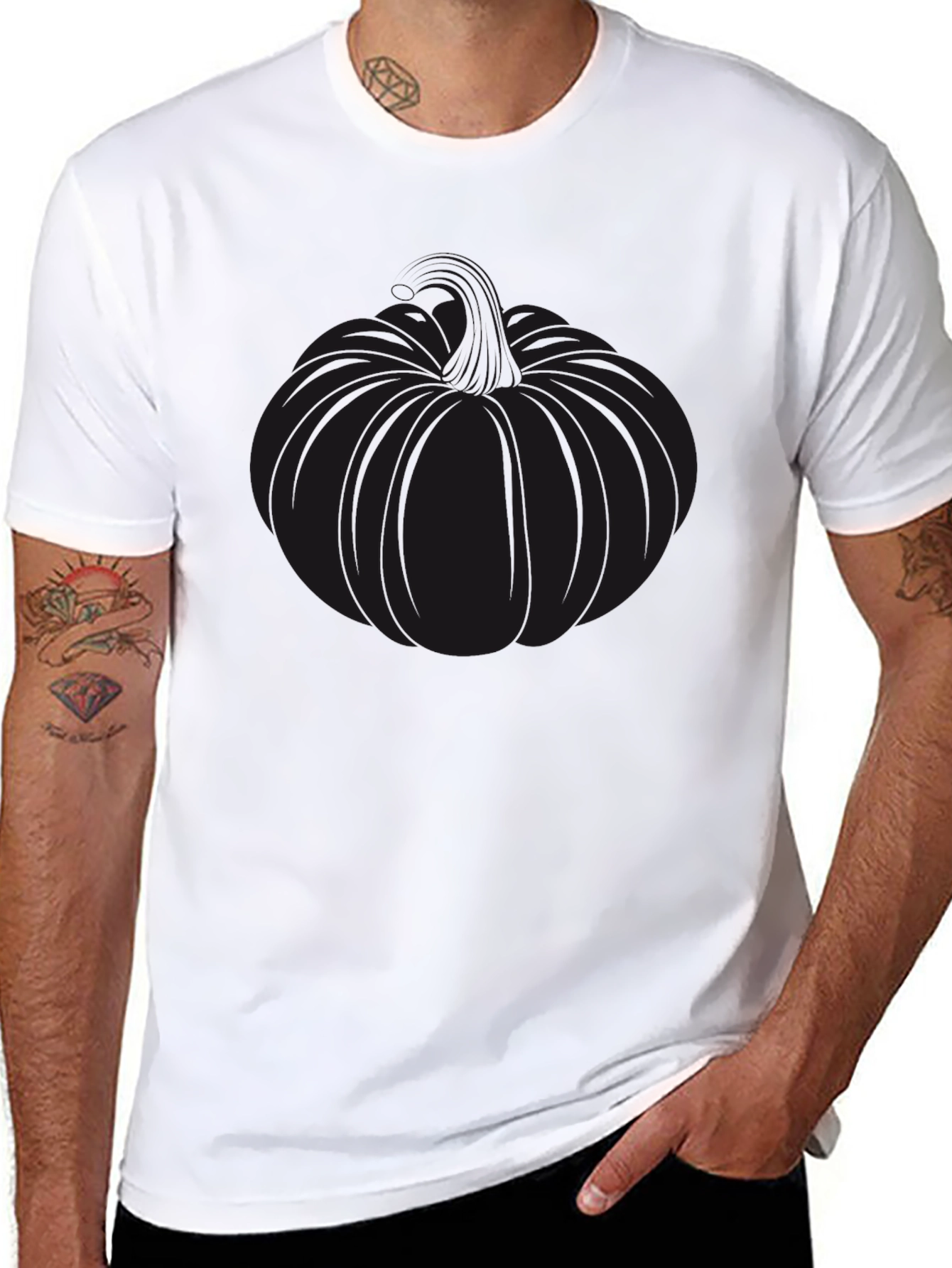 Mens Black Pumpkin Graphic Tee - Halloween Style