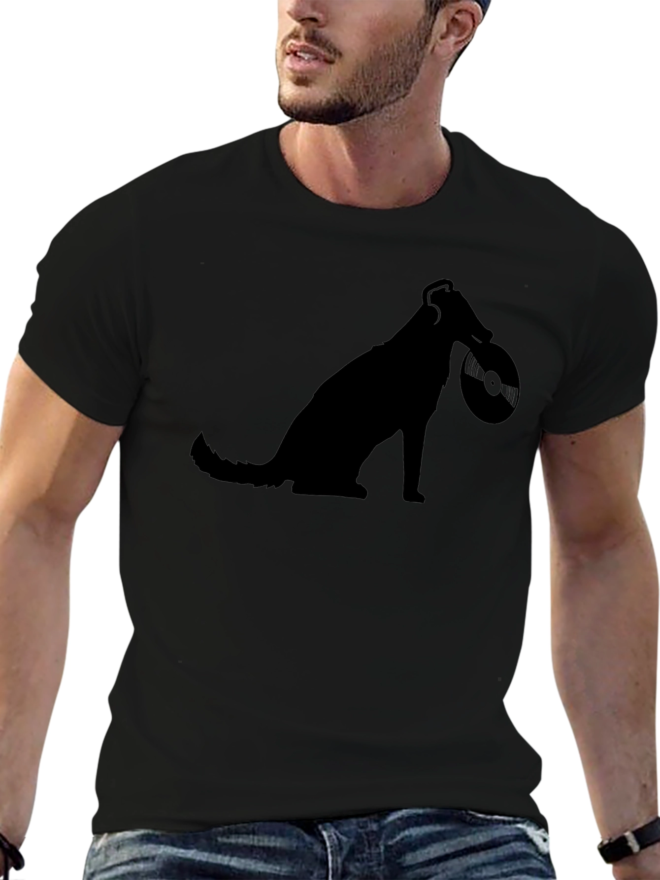 Dog DJ Black T-Shirt - Music Lover Tee
