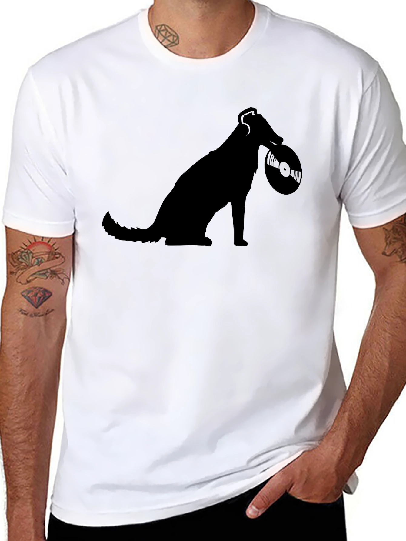 Dog DJ Black T-Shirt - Music Lover Tee