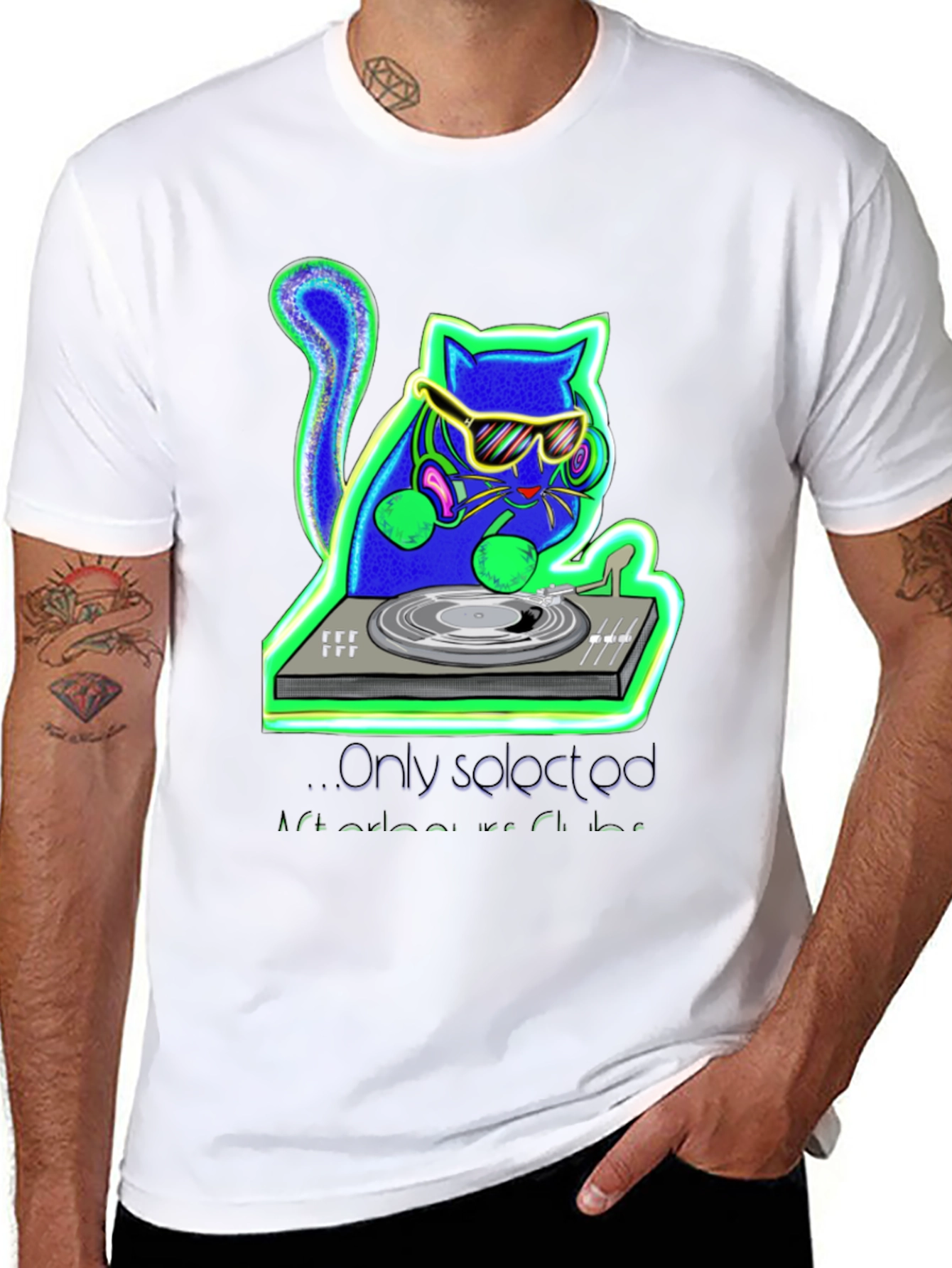 DJ Cat Graphic Tee - Music Lovers T-Shirt
