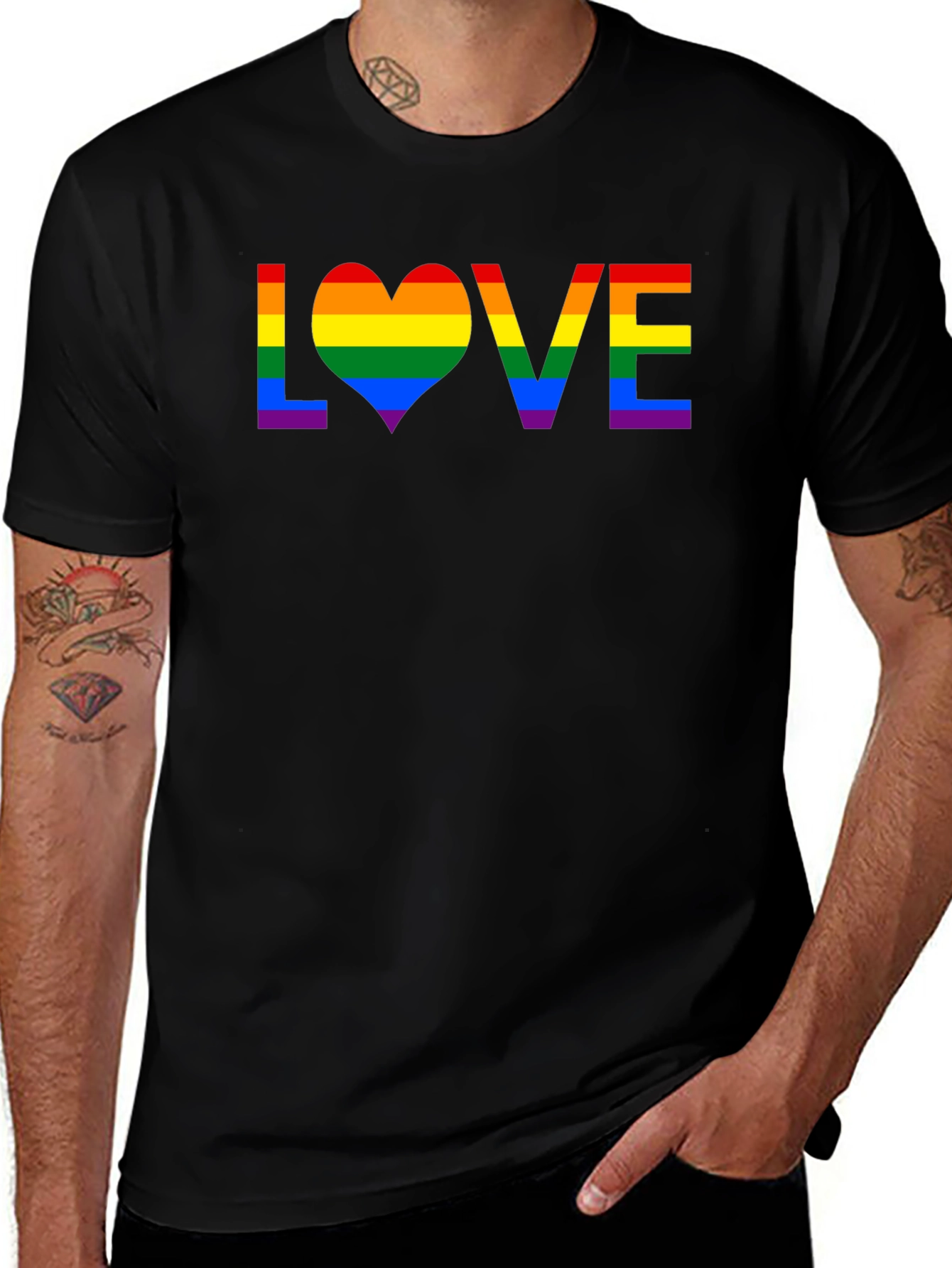LGBTQ Pride LOVE Rainbow Graphic T-Shirt