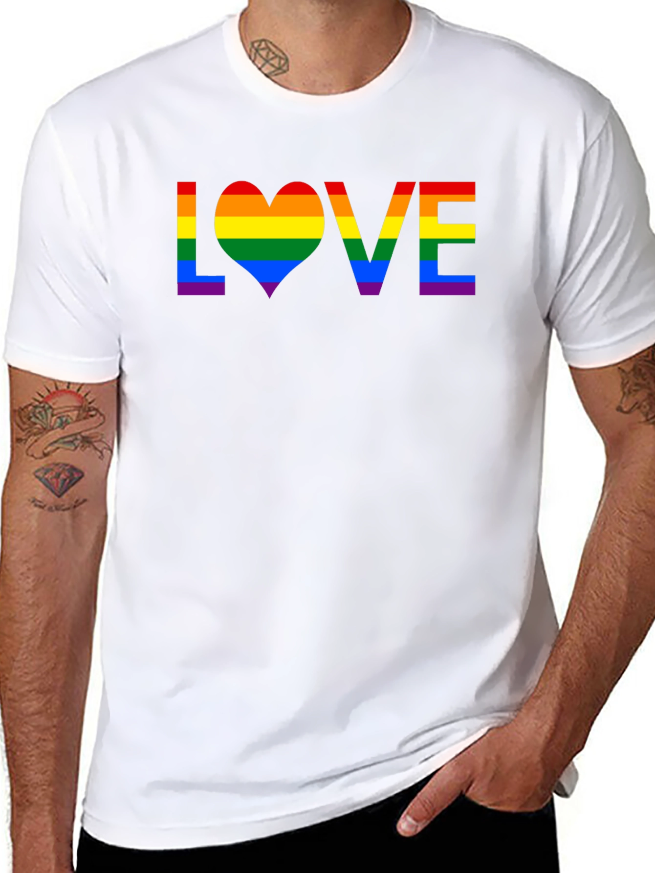 LGBTQ Pride LOVE Rainbow Graphic T-Shirt