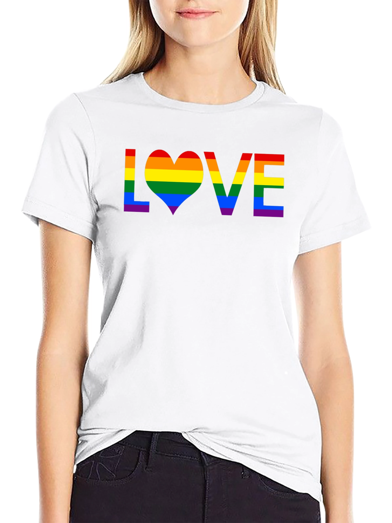 LGBTQ Pride LOVE Rainbow Graphic T-Shirt